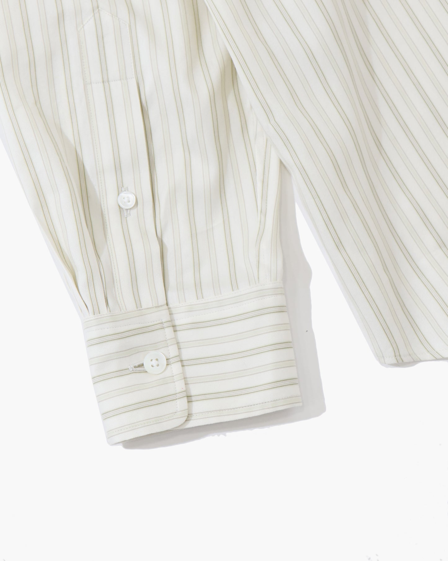 COTTON SILK STRIPE STAND COLLAR SHIRT IVORY STRIPE