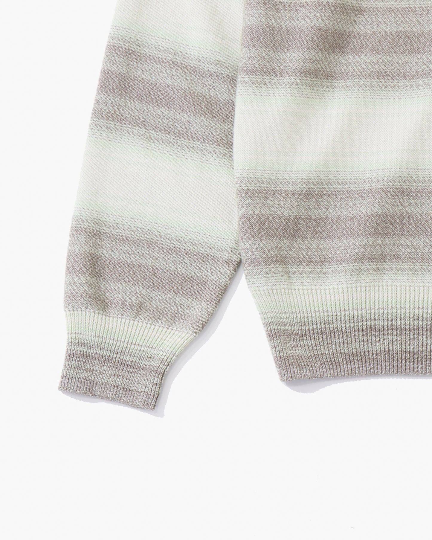 COTTON SILK GRADIENT STRIPE KNIT SHIRT CARDIGAN LIME GRAY STRIPE