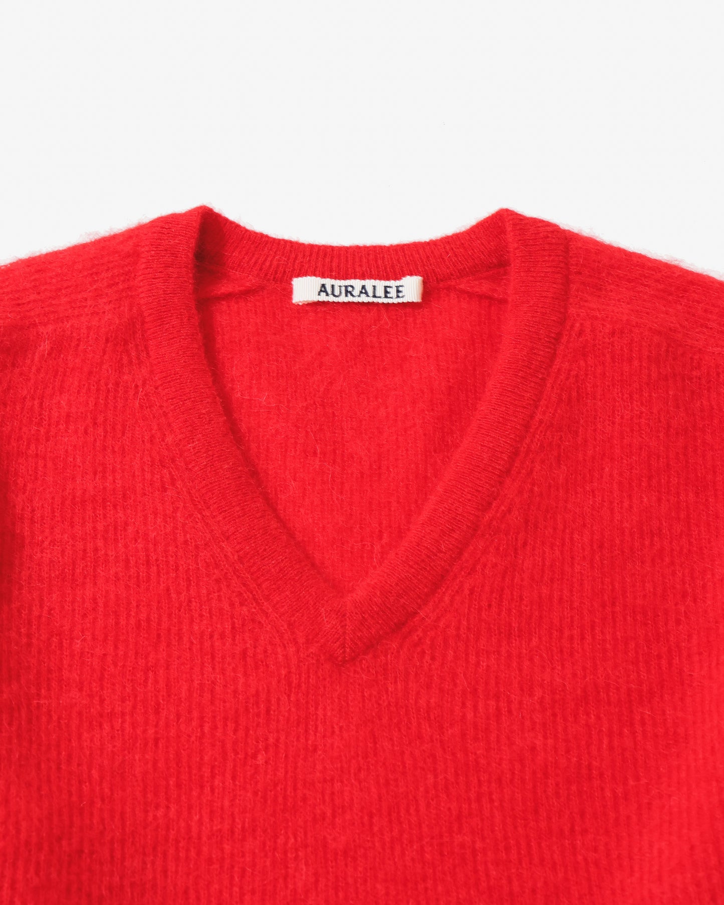 BABY SURI ALPACA SHEER KNIT V-NECK P/O RED