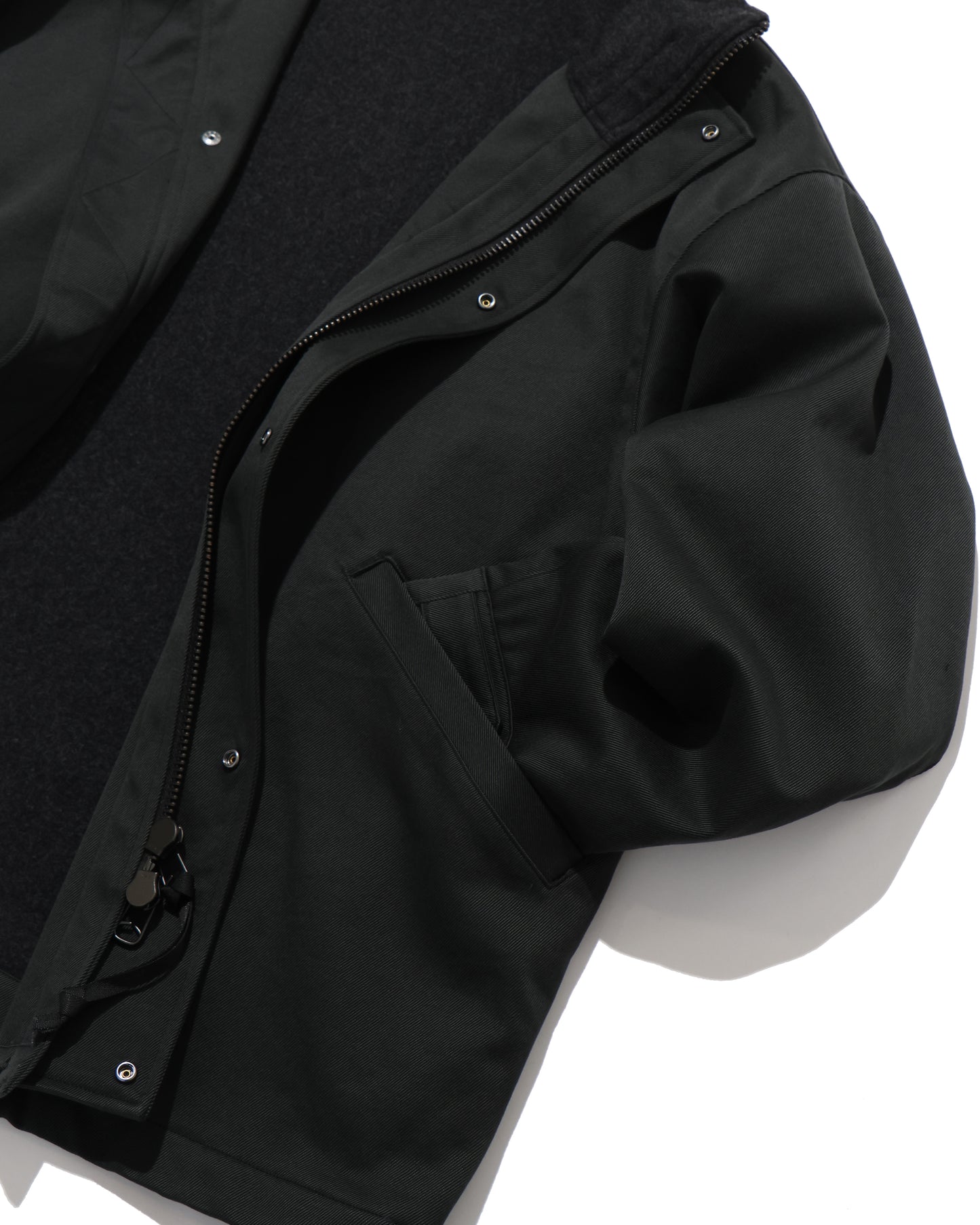 Cotton Drill Short Mil Coat BLACK