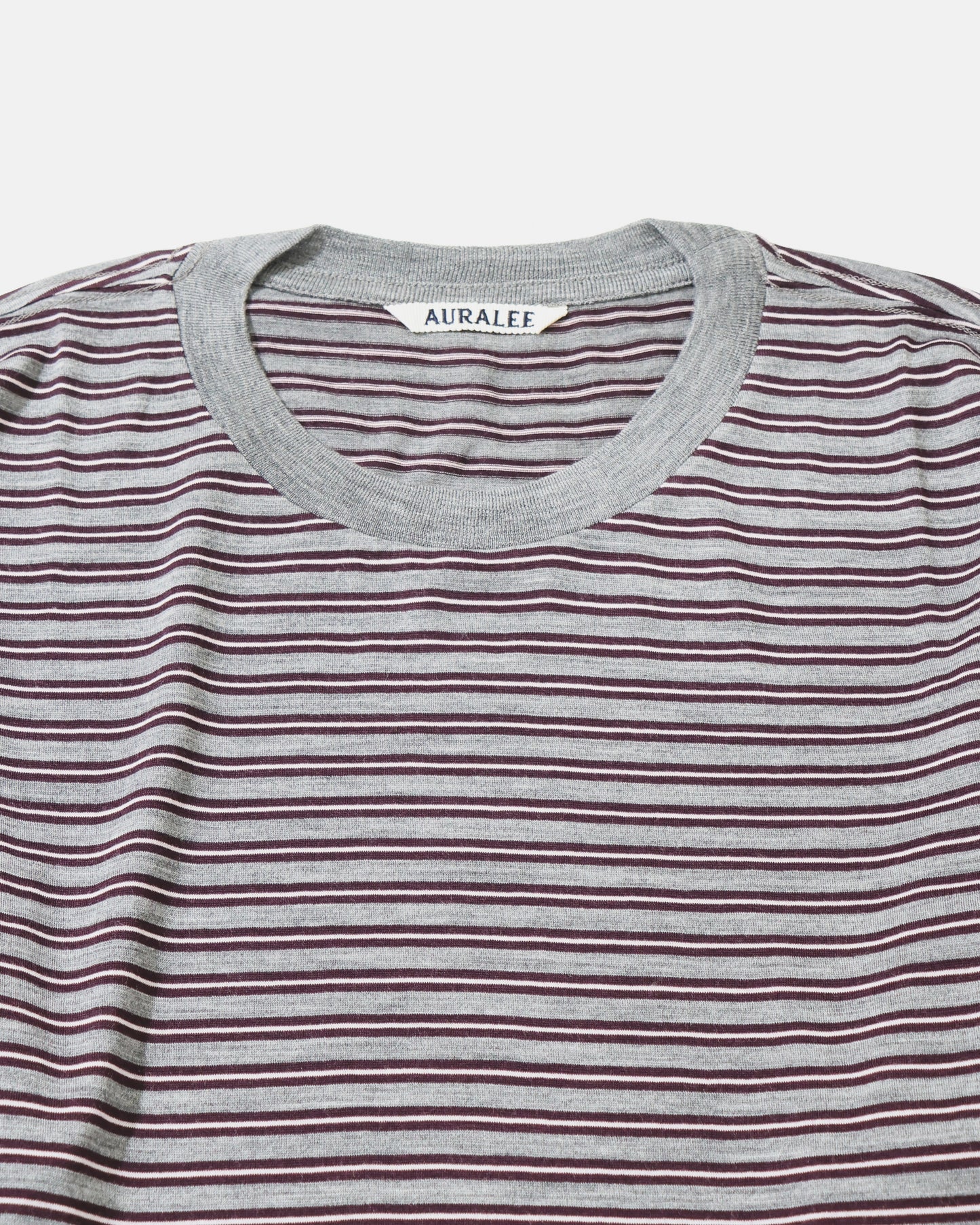 SOFT SMOOTH WOOL STRIPE JERSEY L/S TEE GRAY STRIPE
