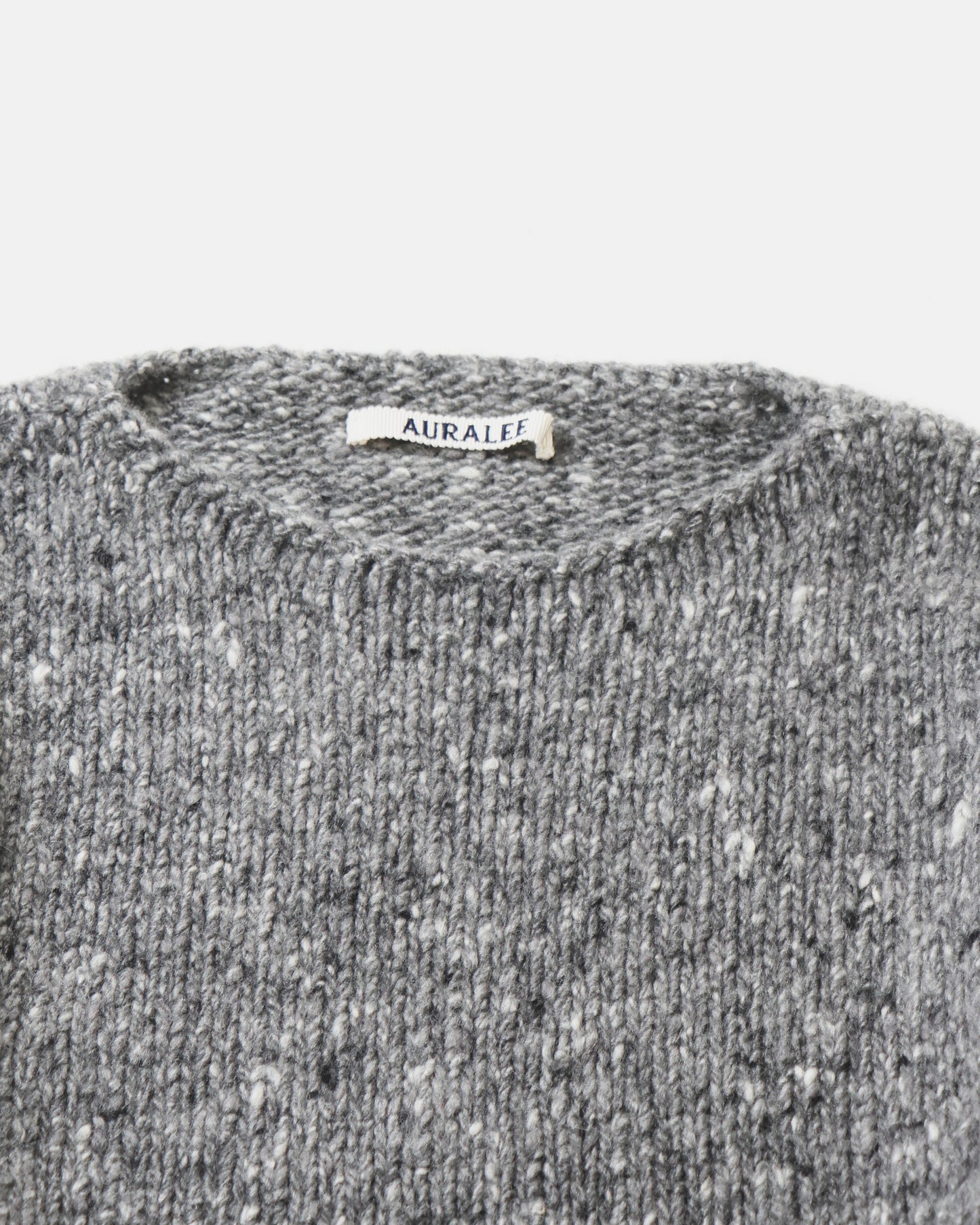 LOW-GAUGE HOMESPUN TWEED KNIT P/O TOP CHARCOAL