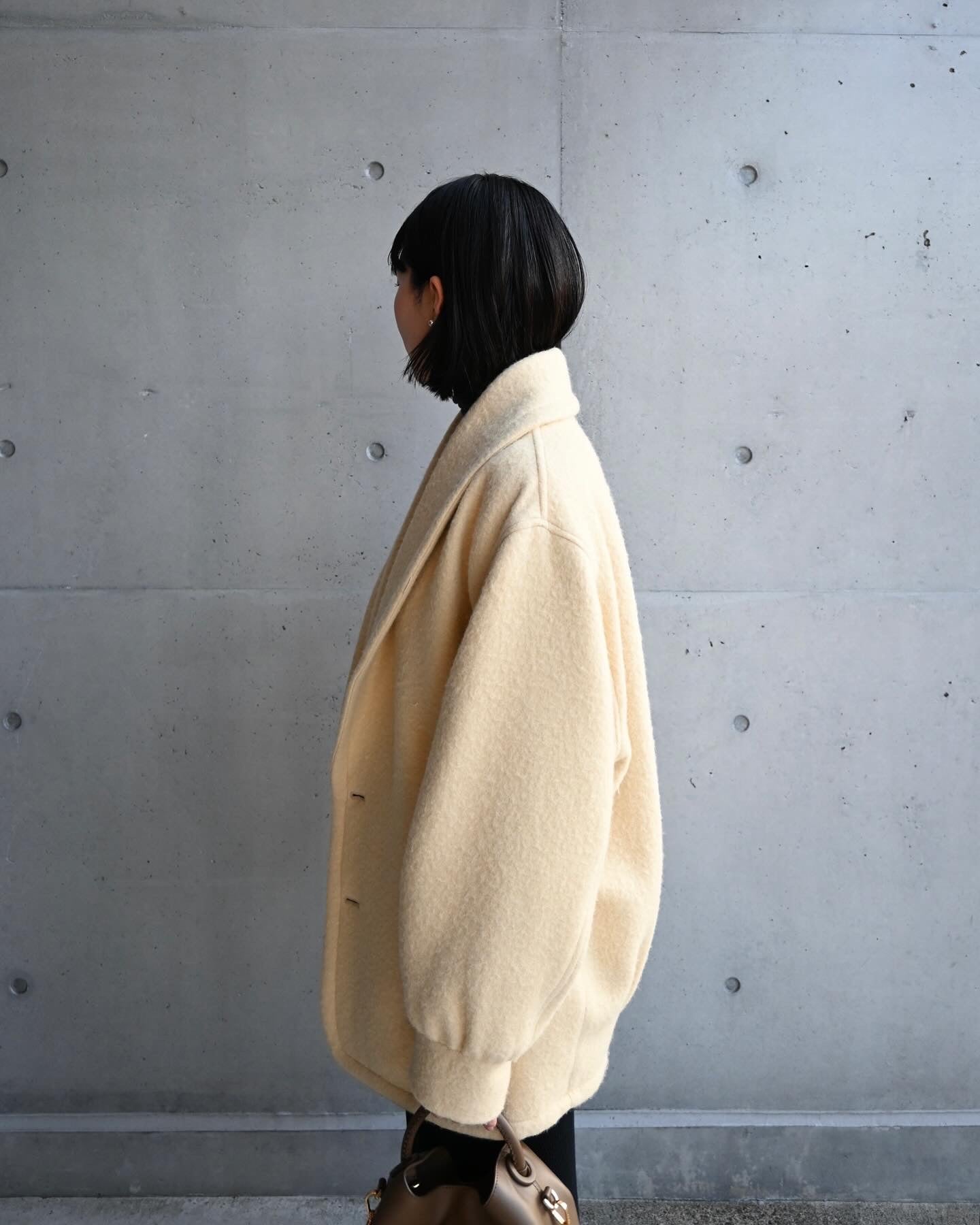 BRUSHED ALPACA WOOL MELTON HALF COAT