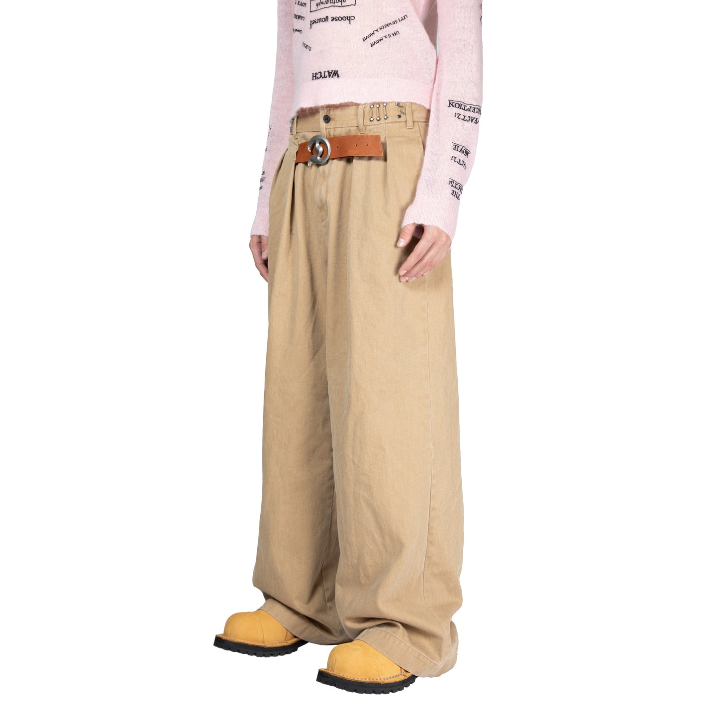 ”D” Buckle Super Wide Chino Pants
