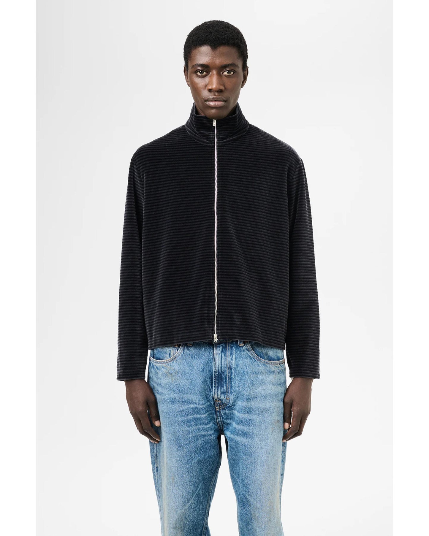 SHRUNKEN FULLZIP POLO Phantom Stripe Velour