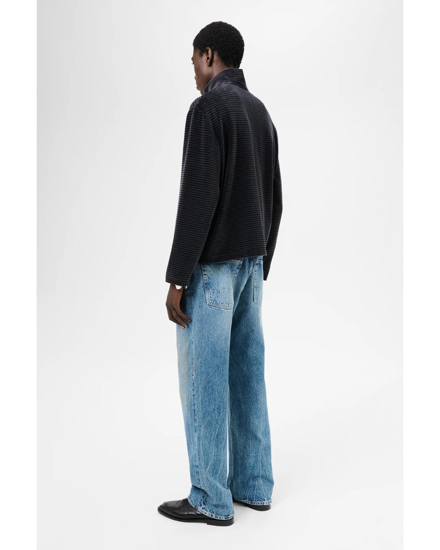 SHRUNKEN FULLZIP POLO Phantom Stripe Velour