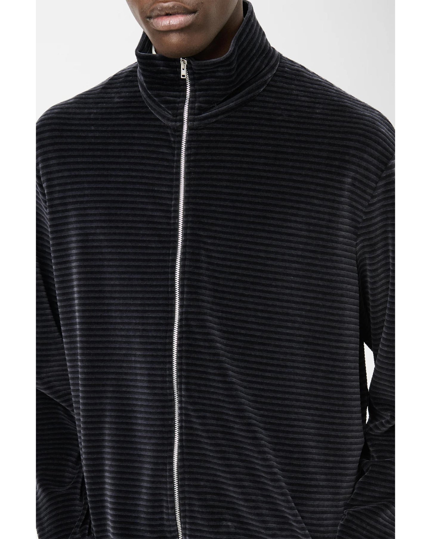 SHRUNKEN FULLZIP POLO Phantom Stripe Velour