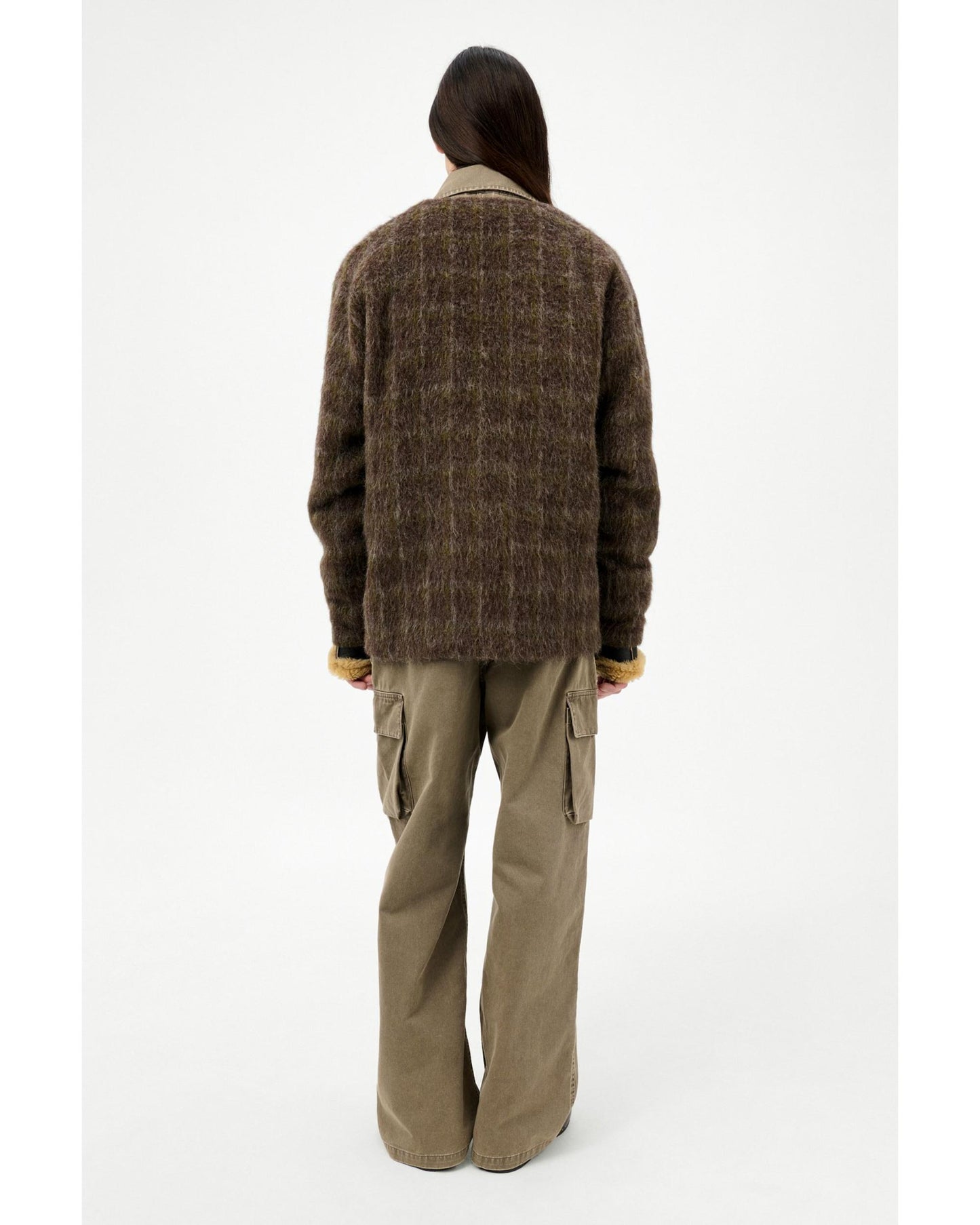 MOHAIR CARDIGAN BROWN CHECK