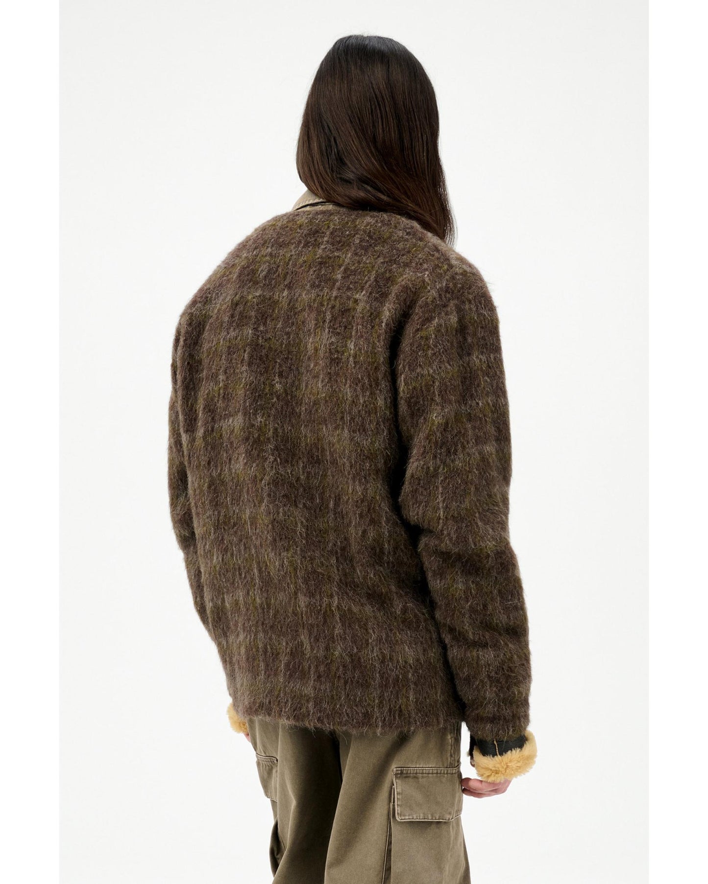 MOHAIR CARDIGAN BROWN CHECK