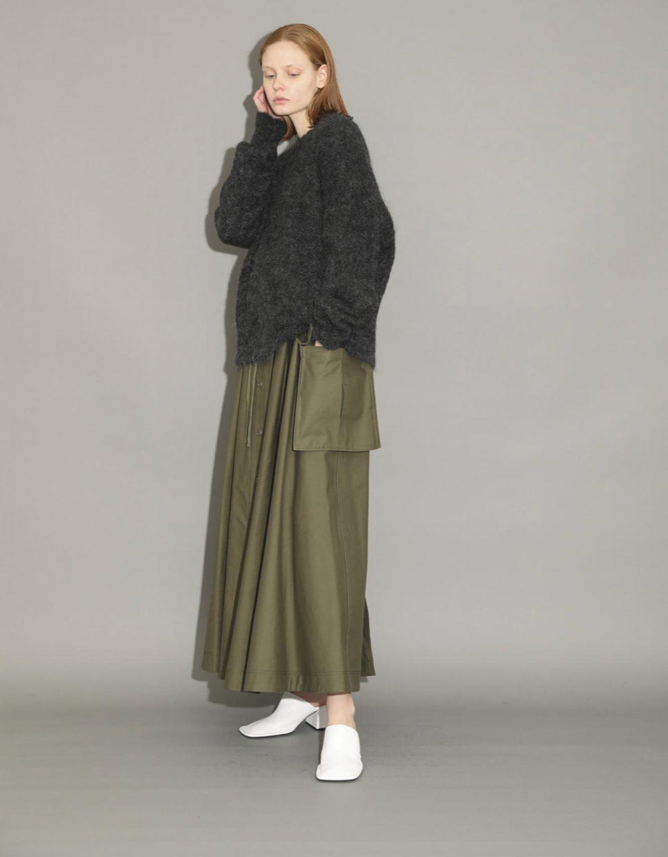 COTTON BACK SATIN SKIRT
