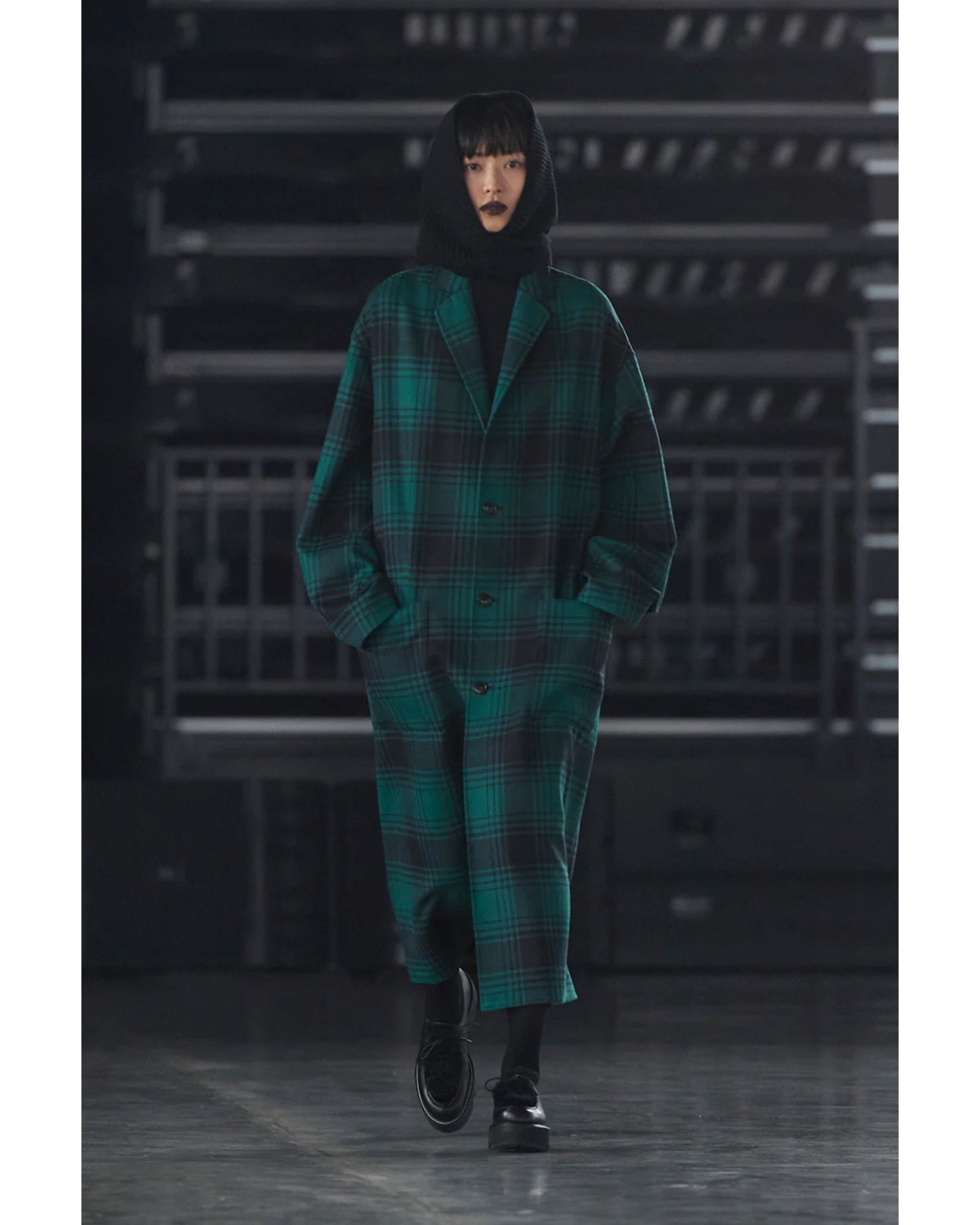 RIBBED KNIT WOOL HOODED SCARF 11416