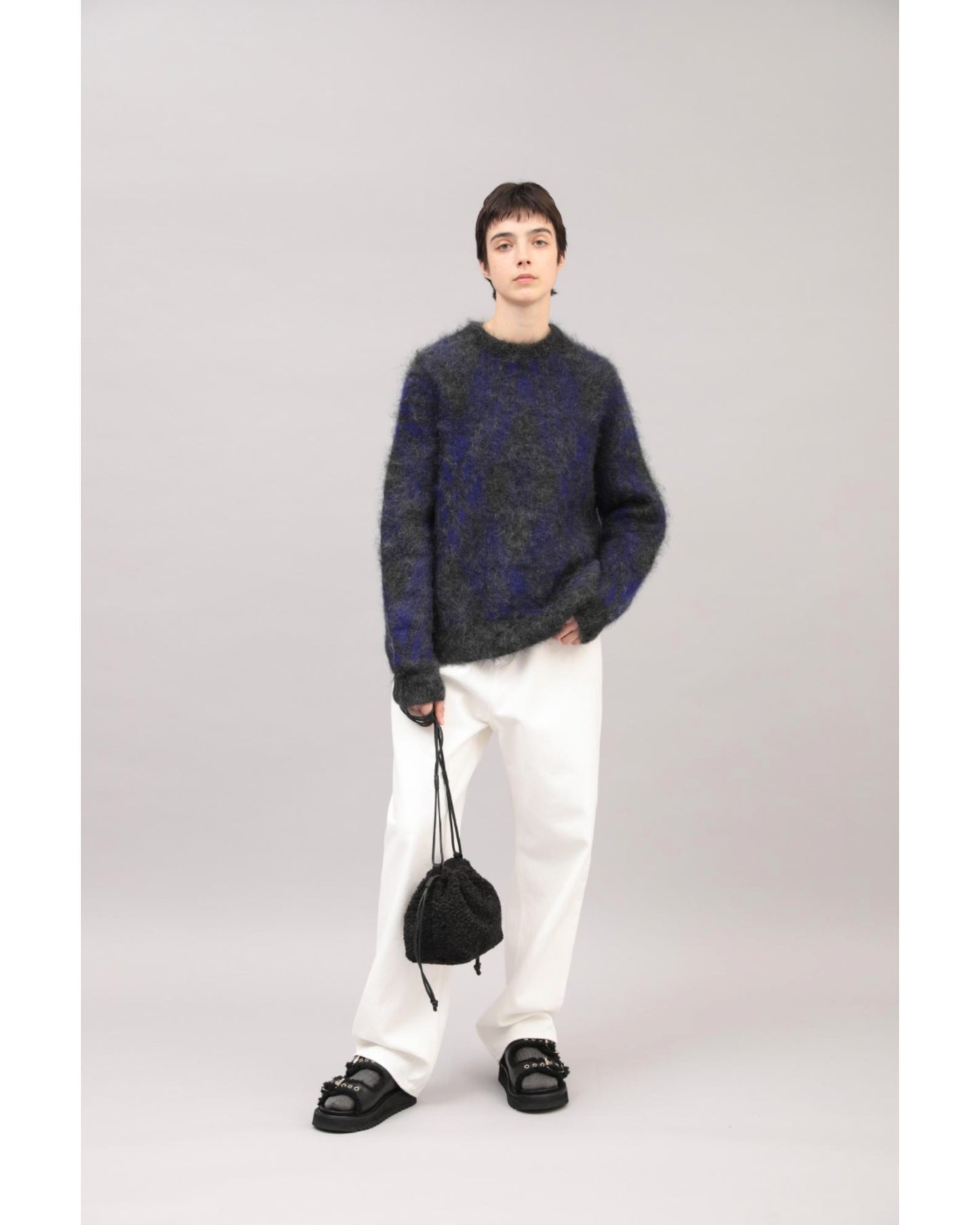 MOHAIR PLAID JACQUARD TOP