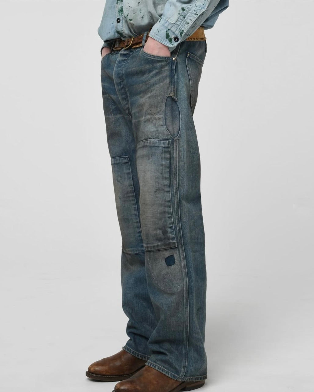 MINER'S REPAIRED DENIM WORK PANTS