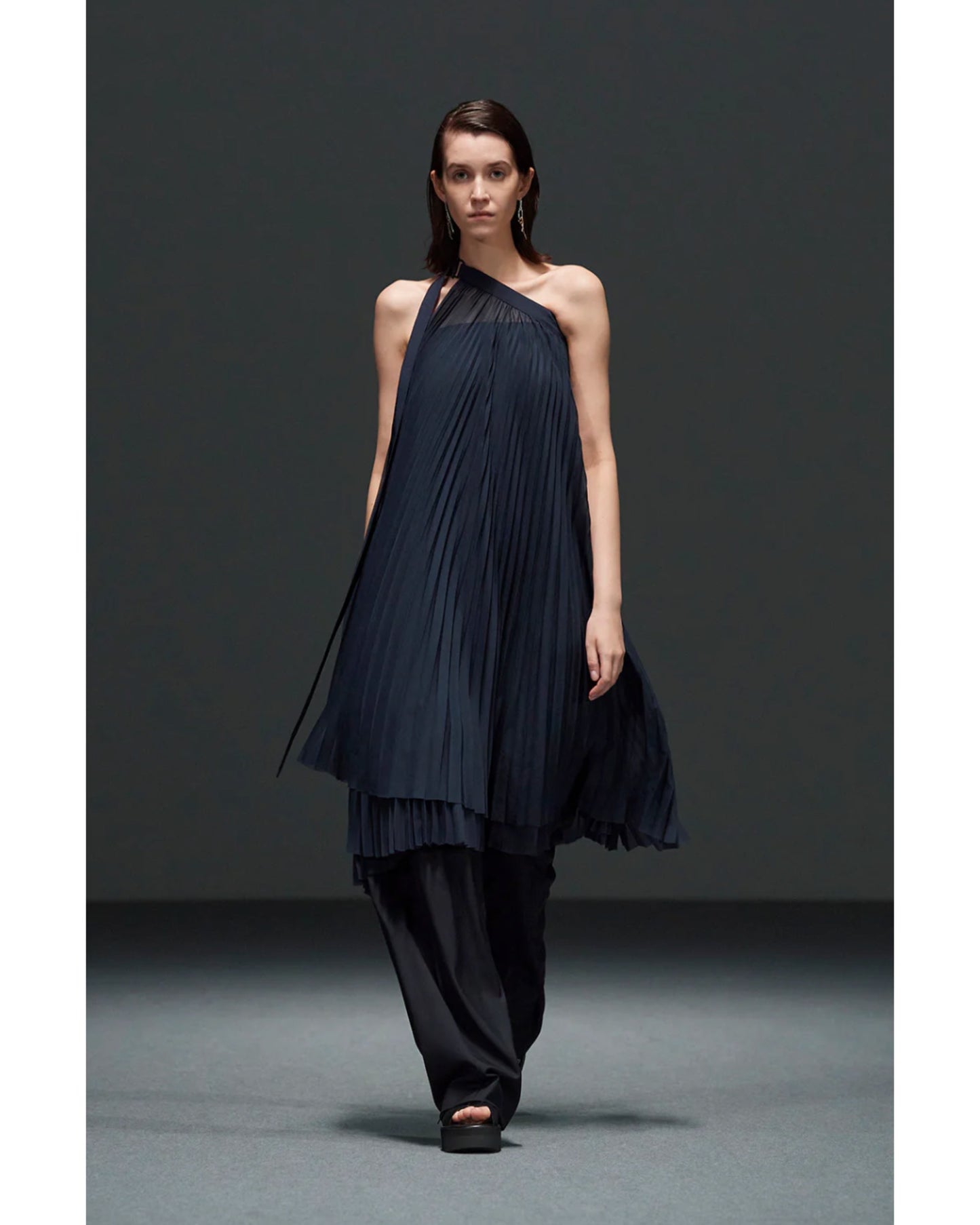 SHEER PLEATED WRAP DRESS 16254