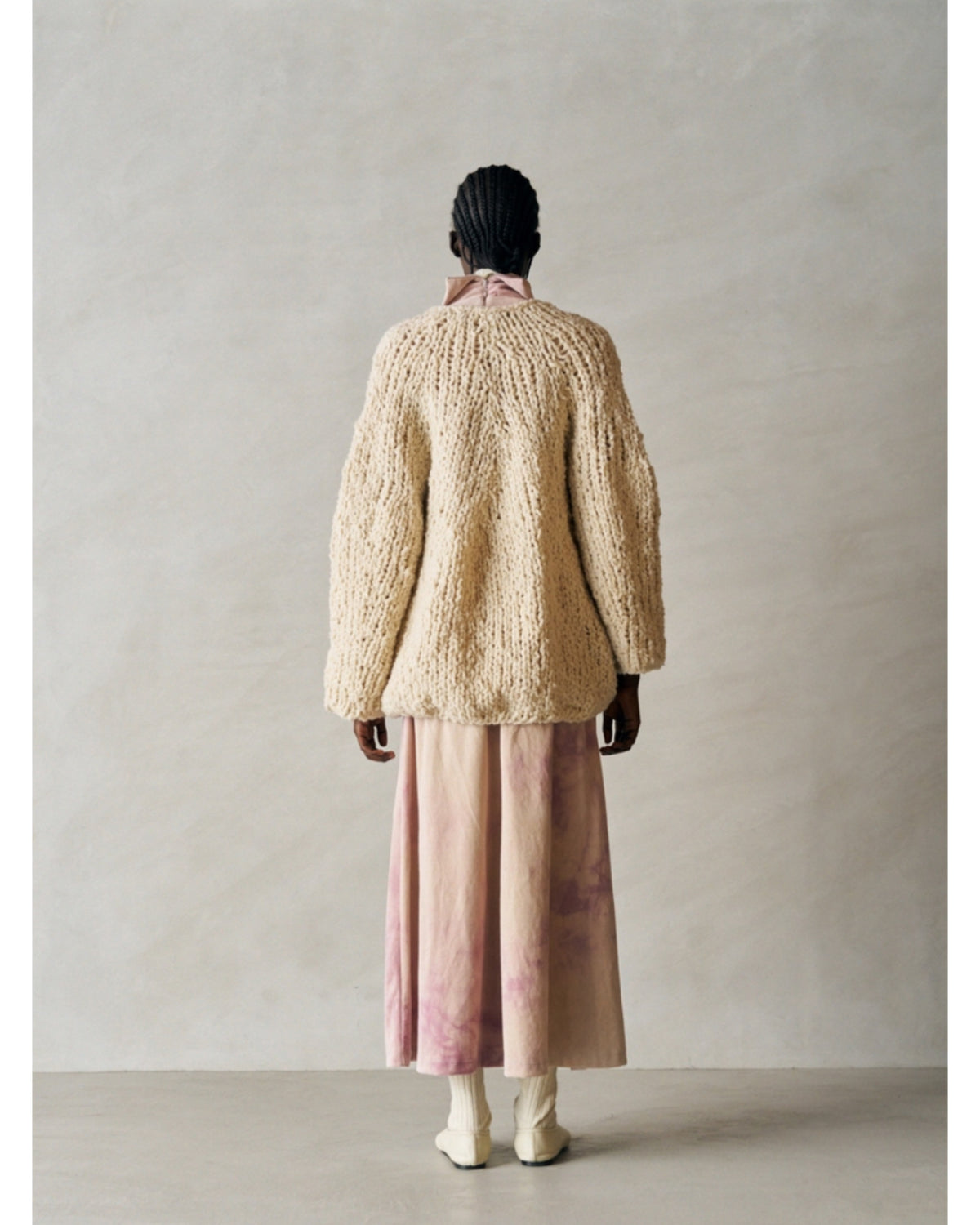 british super down slubfelt yarn hand-knit cardigan