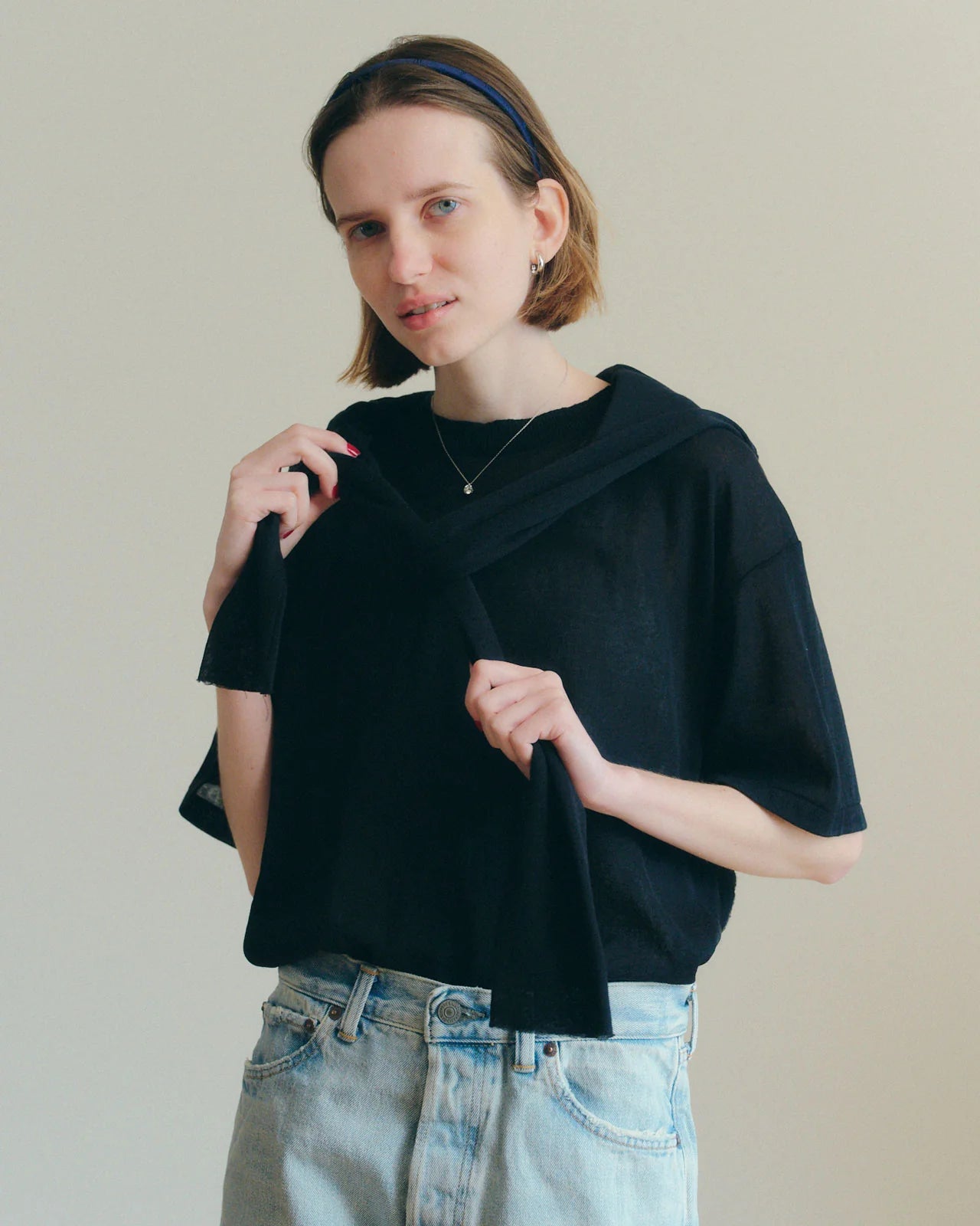 SHEER GAUZE HALF SLEEVE TEE