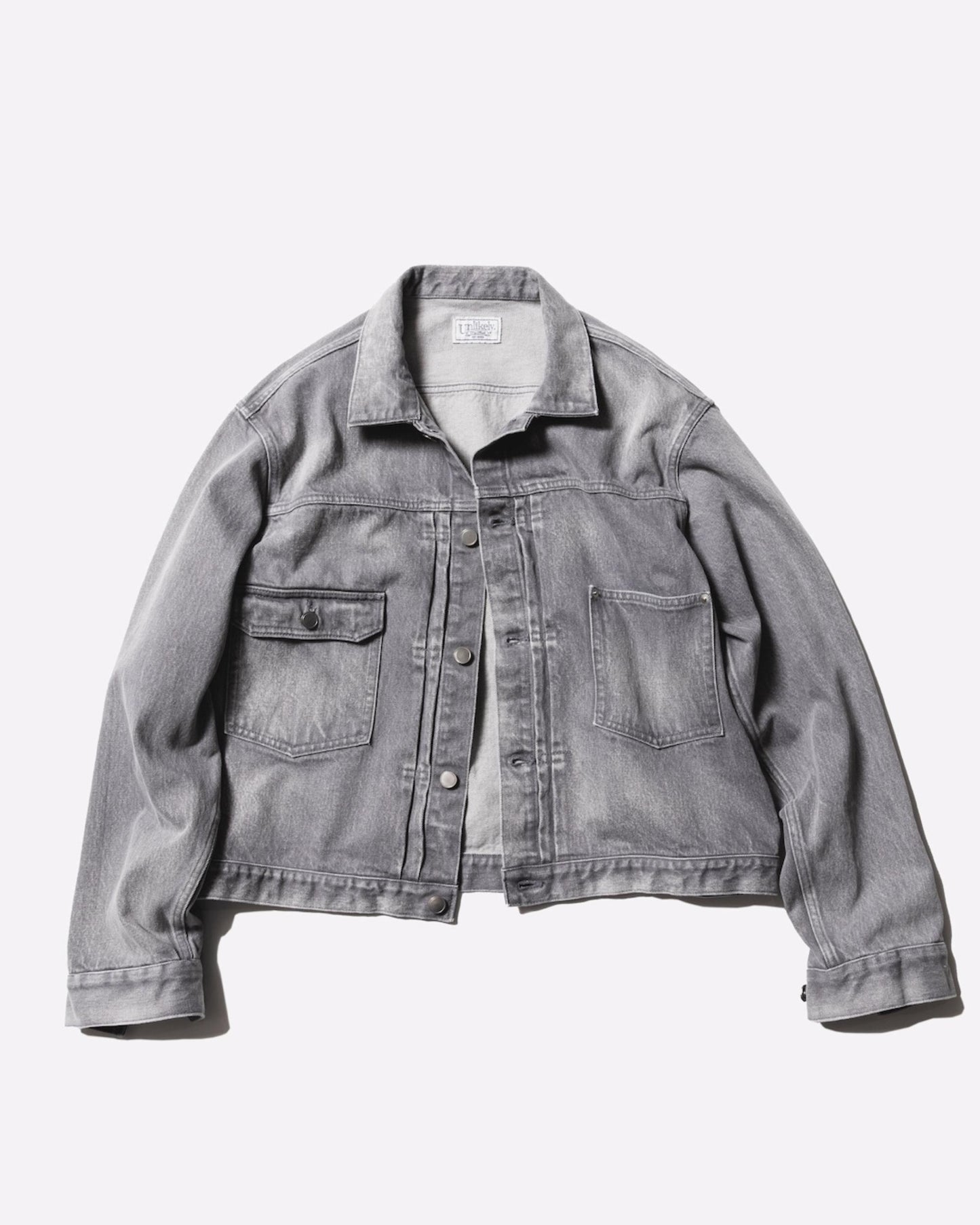 Unlikely Time Travel Trucker Jacket Gray Denim