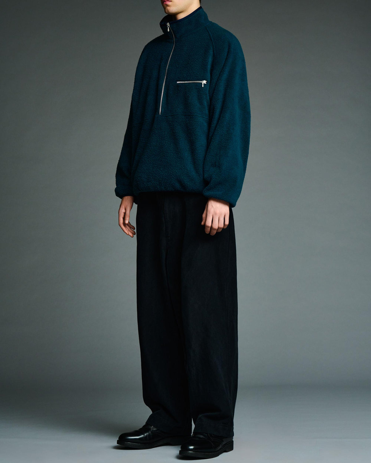Vintage Silk Fleece Half ZIP Jacket BLUE