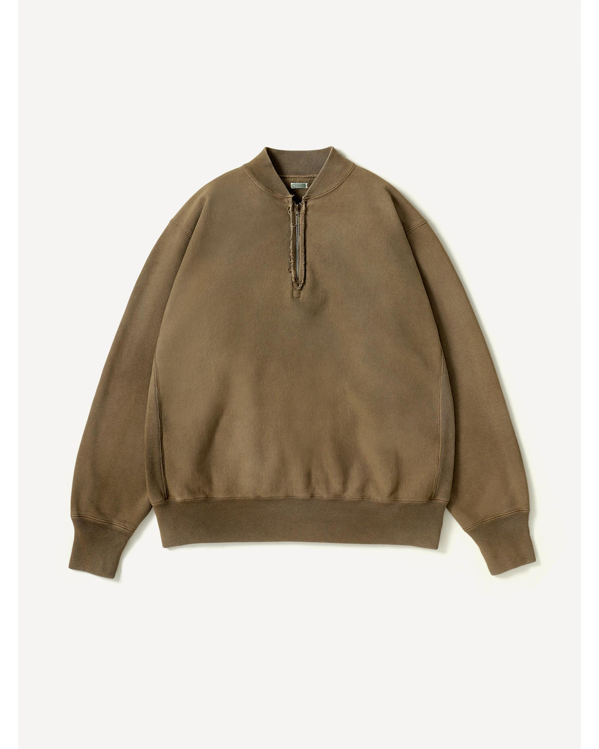 Vintage Half Zip Rib Collar Sweatshirt MOCHA