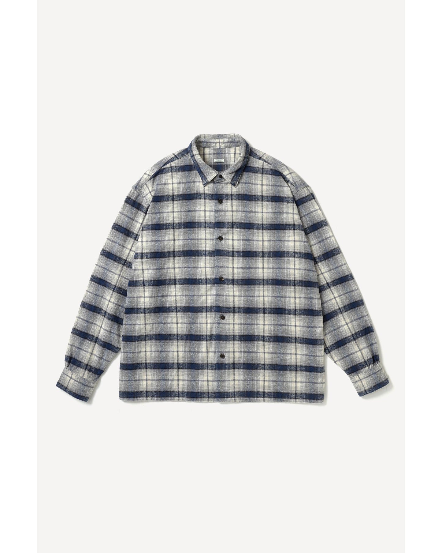 Vintage Cotton Silk Nep Twill Check Shirts NAVY