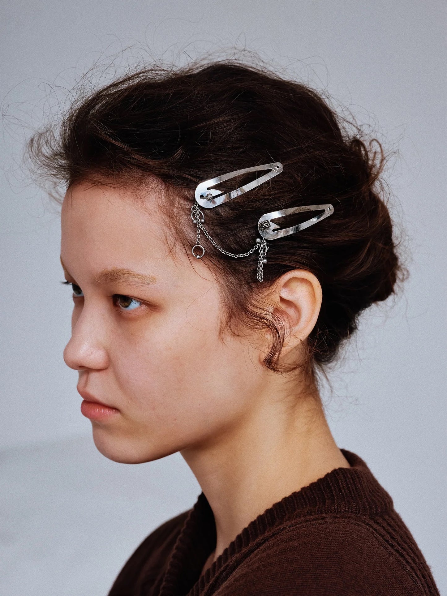 Rose & Mini Piercing Hair Clips - 2 Piece Set