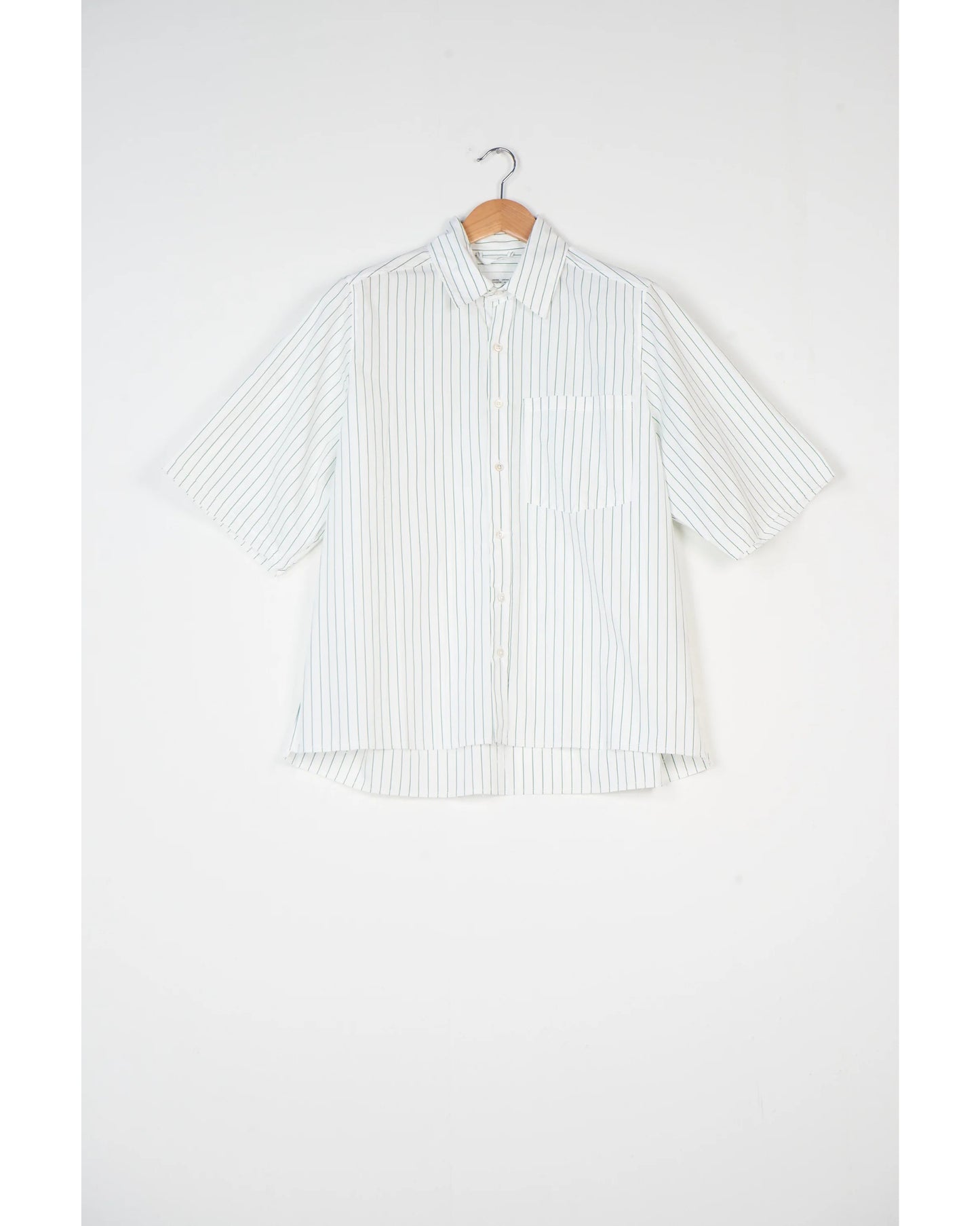 BOXY SHIRT WHITE/GREEN STRIPED