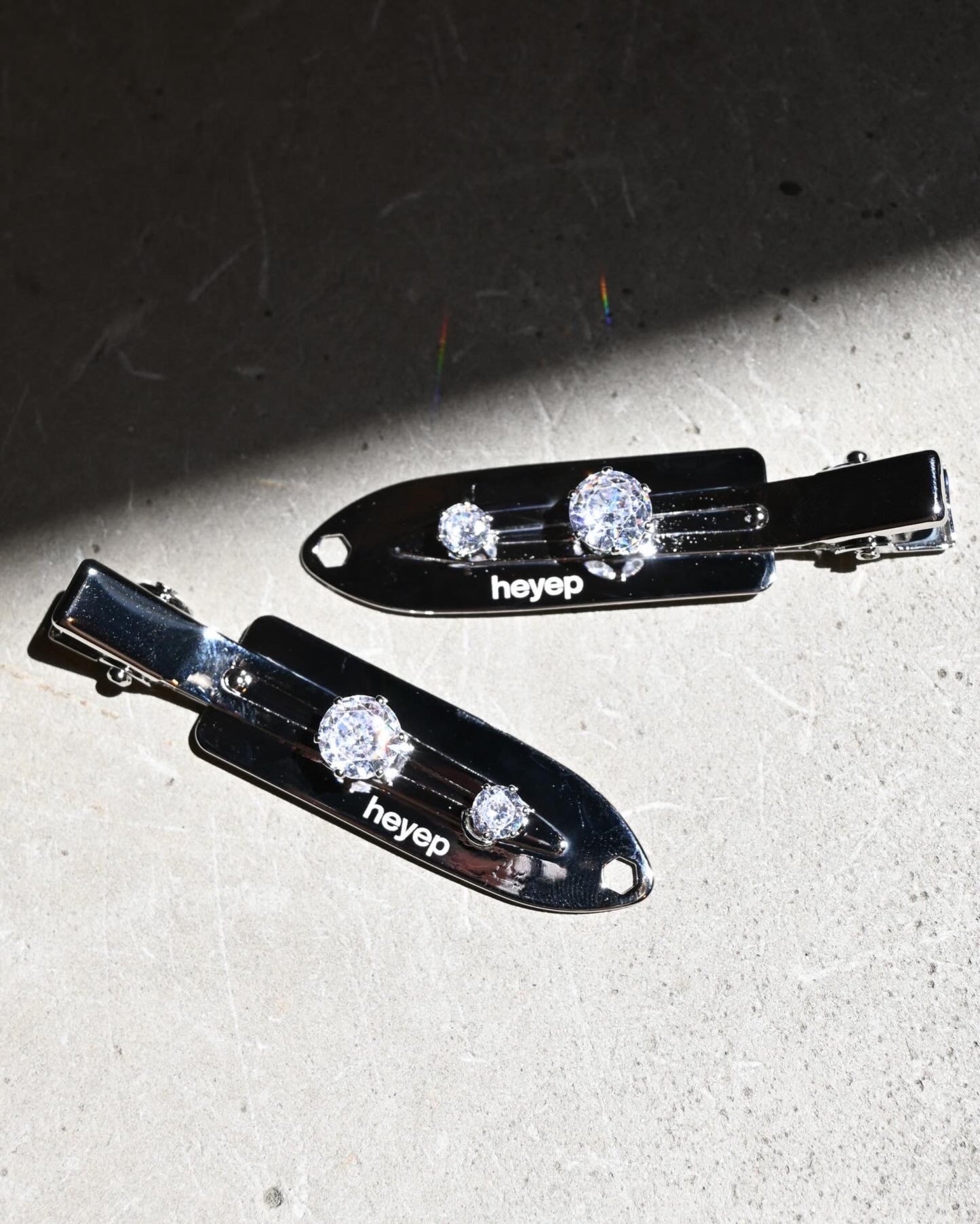 Rhinestone Flat Hair Clip 2 Piece Set
