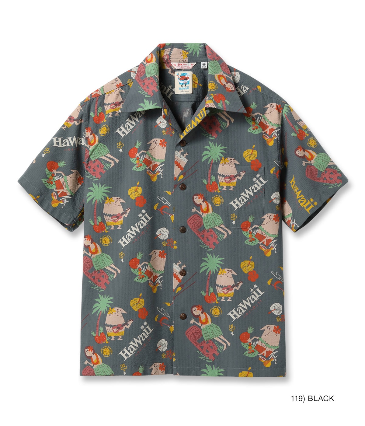 COTTON SEERSUCKER OPEN SHIRT “TRIP TO HAWAII” by 柳原良平 with MOOKIE SS39537