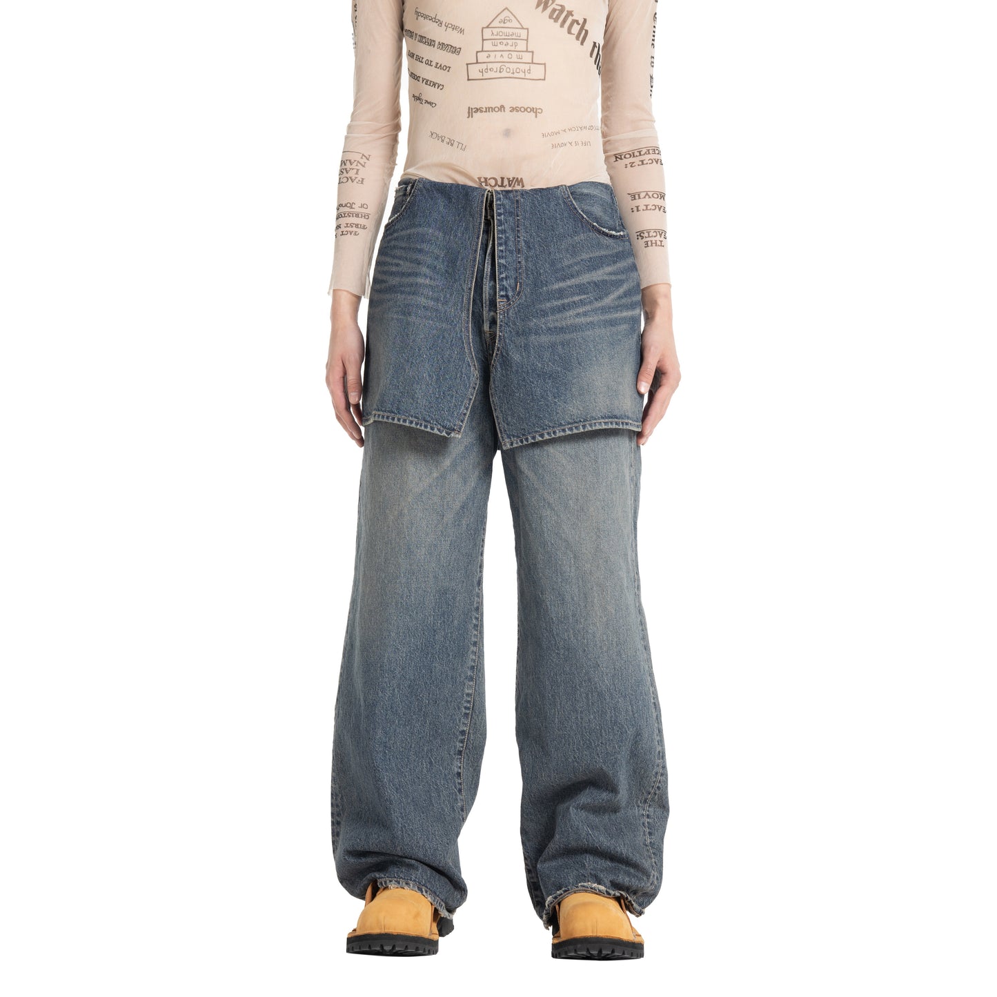 Skirt Docking Wide Denim Pants