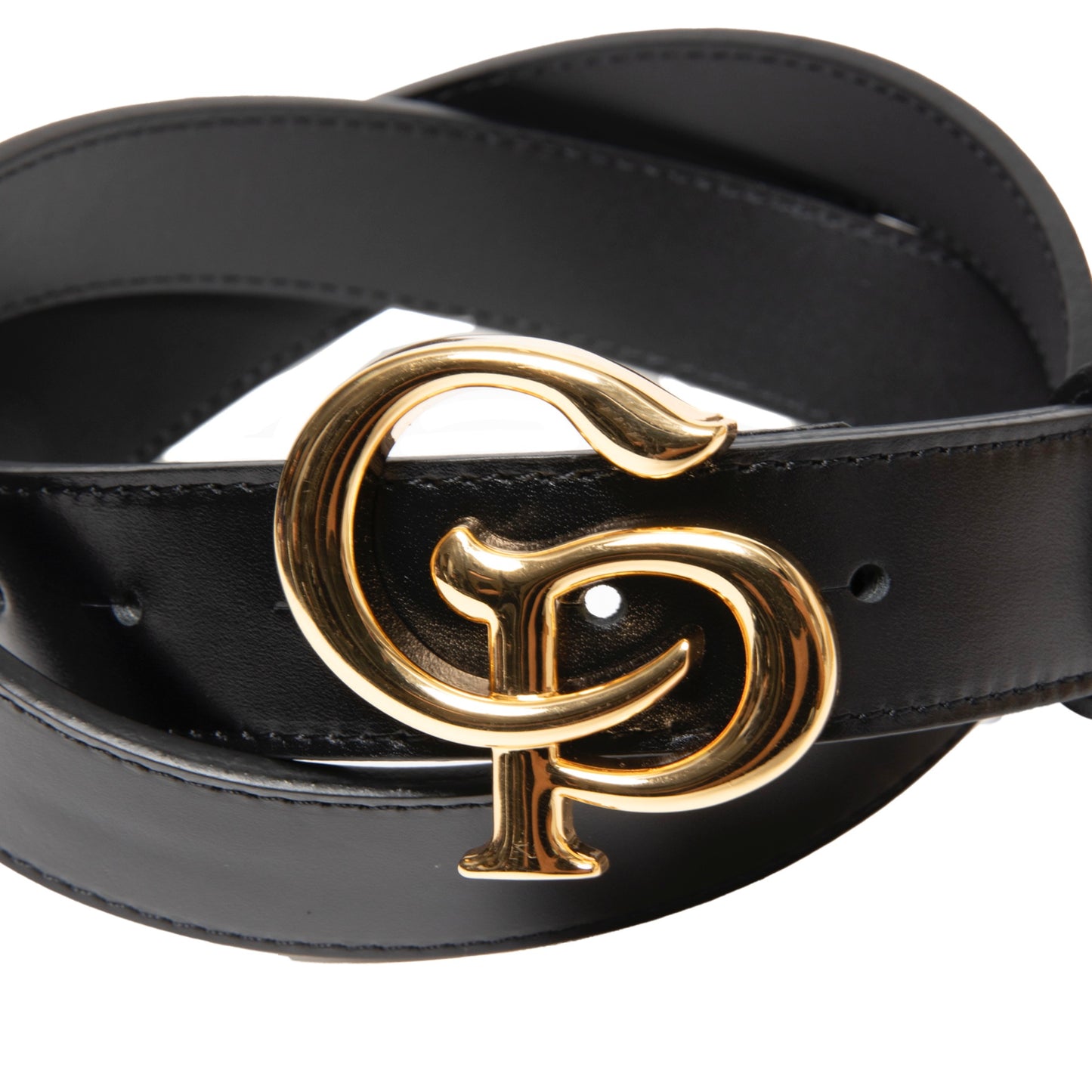 Symbol Buckle Leather Belt