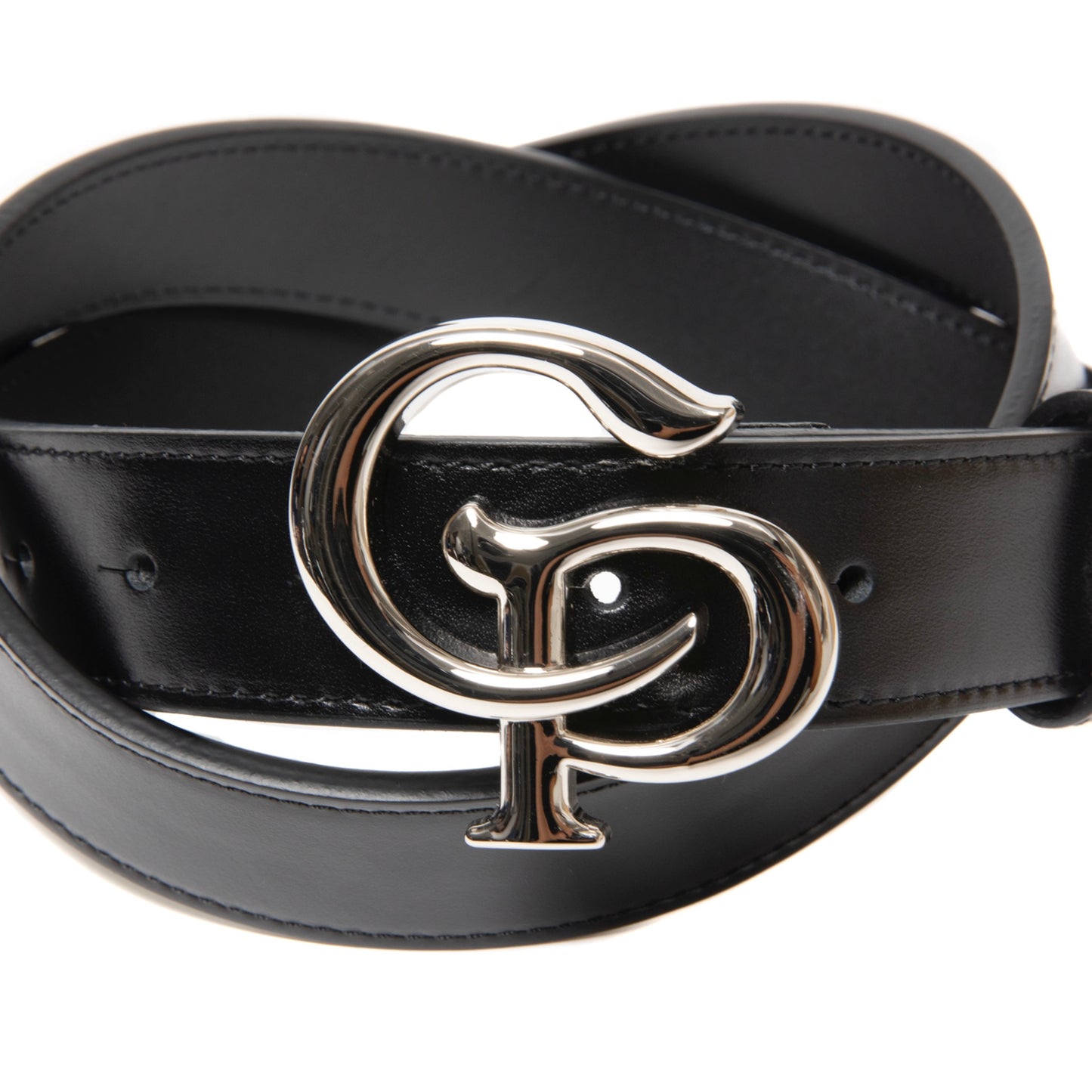 Symbol Buckle Leather Belt