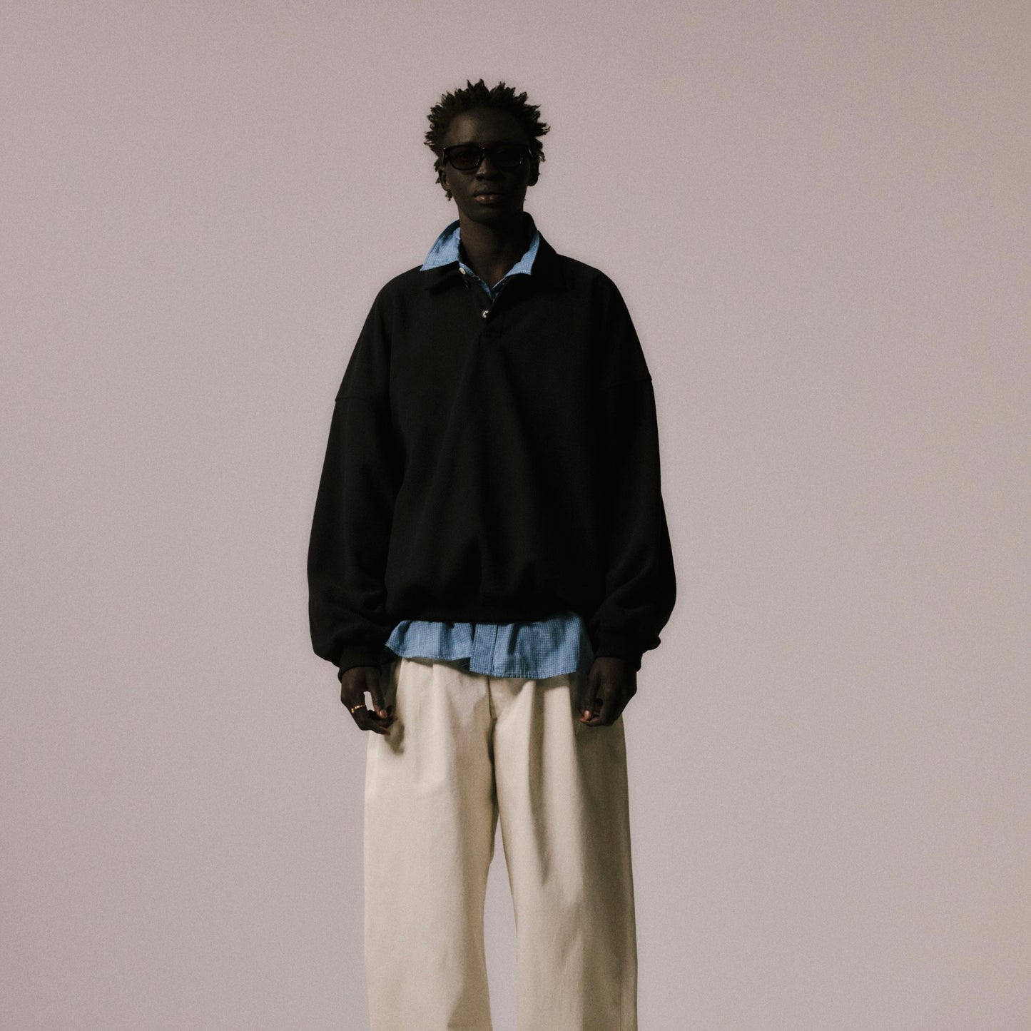 Double Gauze Check Oversized L/S Shirts