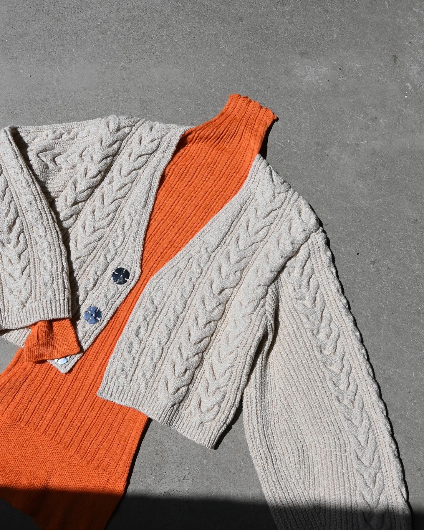 cotton & lambs wool cable-knit cropped cardigan