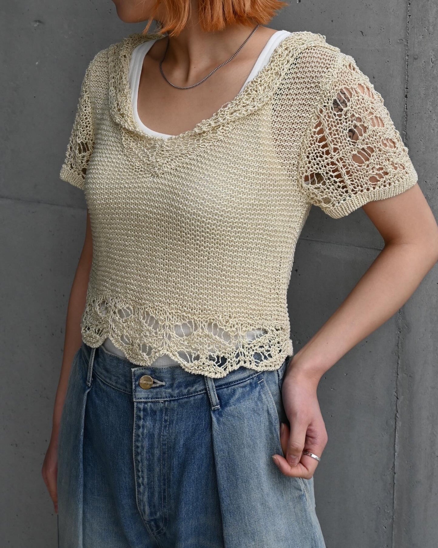 CROPPED CROCHET KNIT TOPS