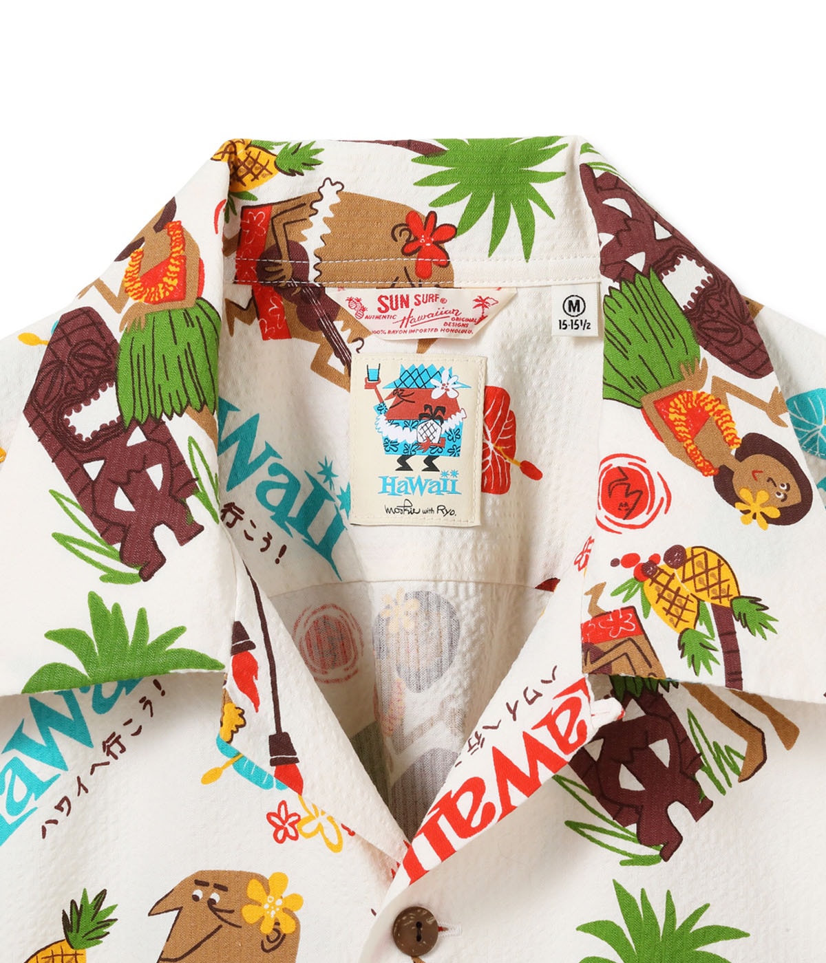 COTTON SEERSUCKER OPEN SHIRT “TRIP TO HAWAII” by 柳原良平 with MOOKIE SS39537