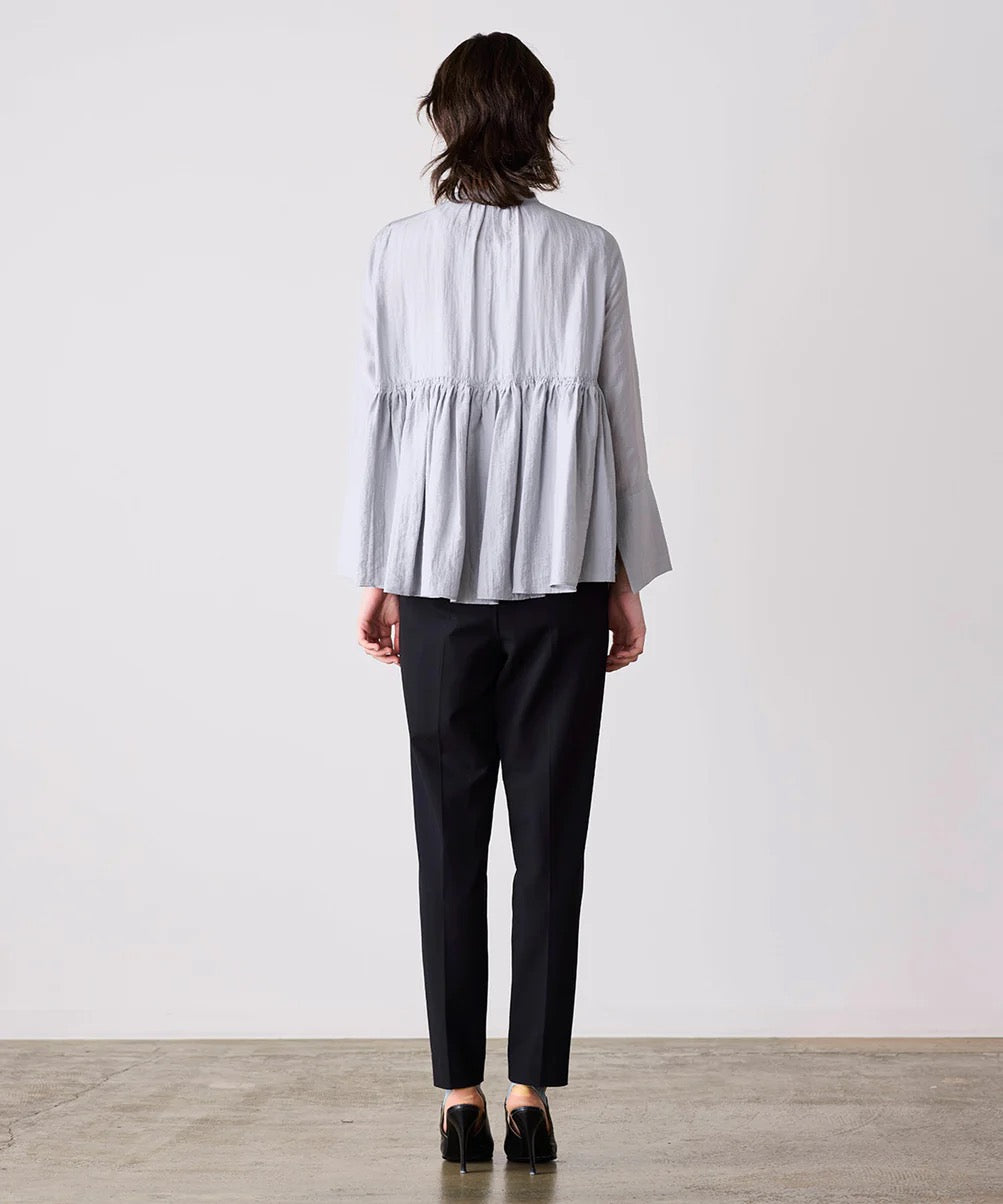 code embroidery diamond tuck blouse