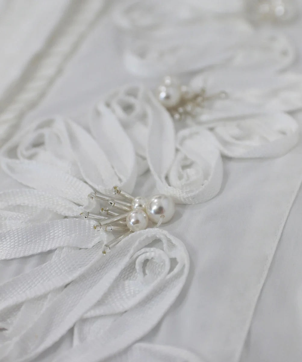 code embroidery pearl blouse