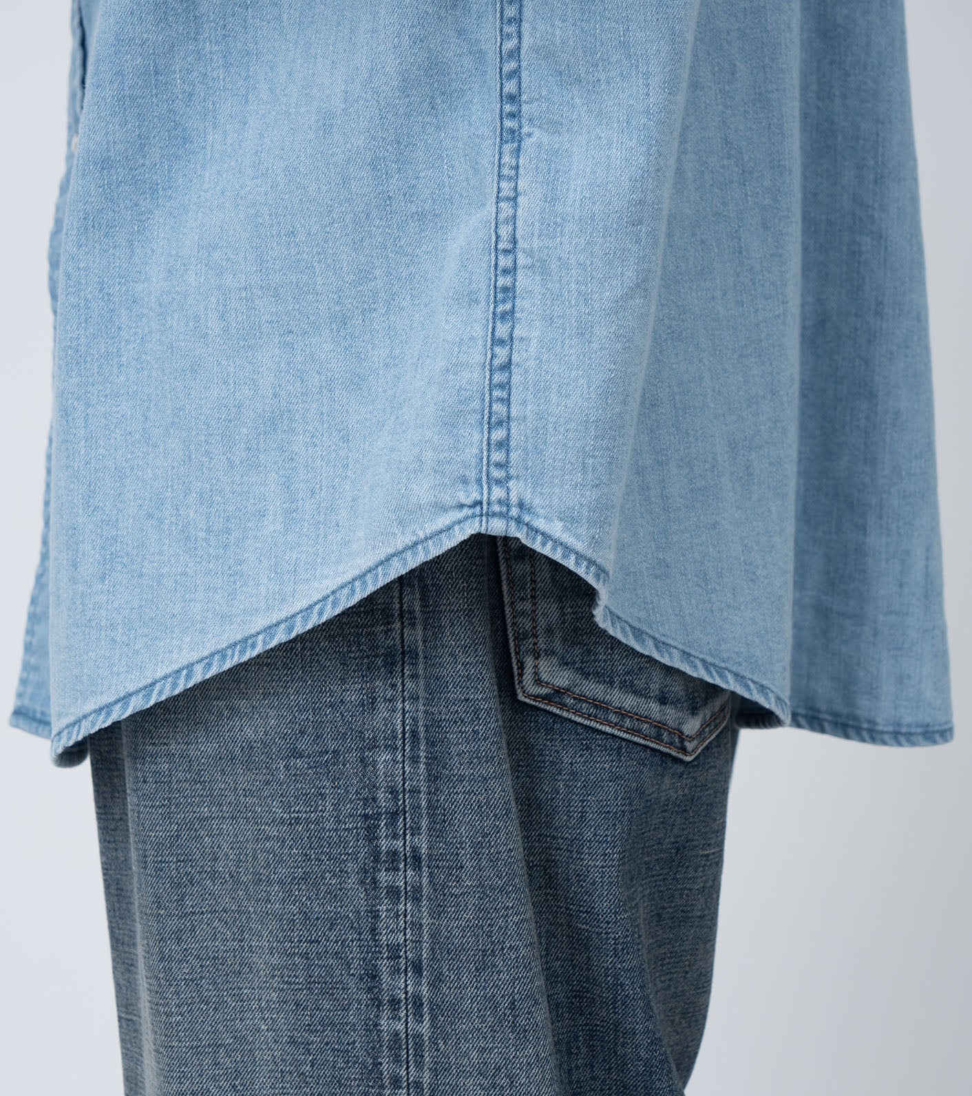 Regular Collar Light Denim Shirt