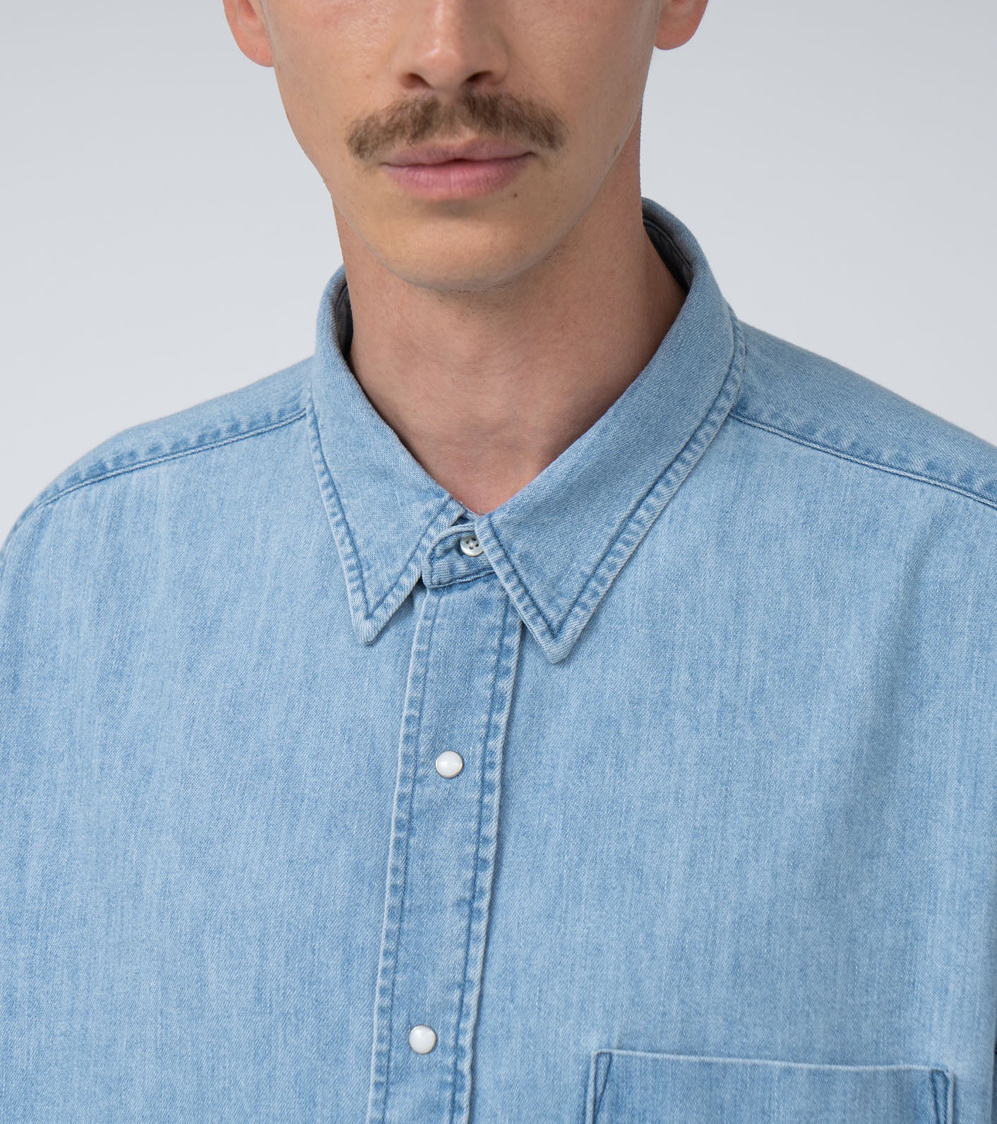 Regular Collar Light Denim Shirt