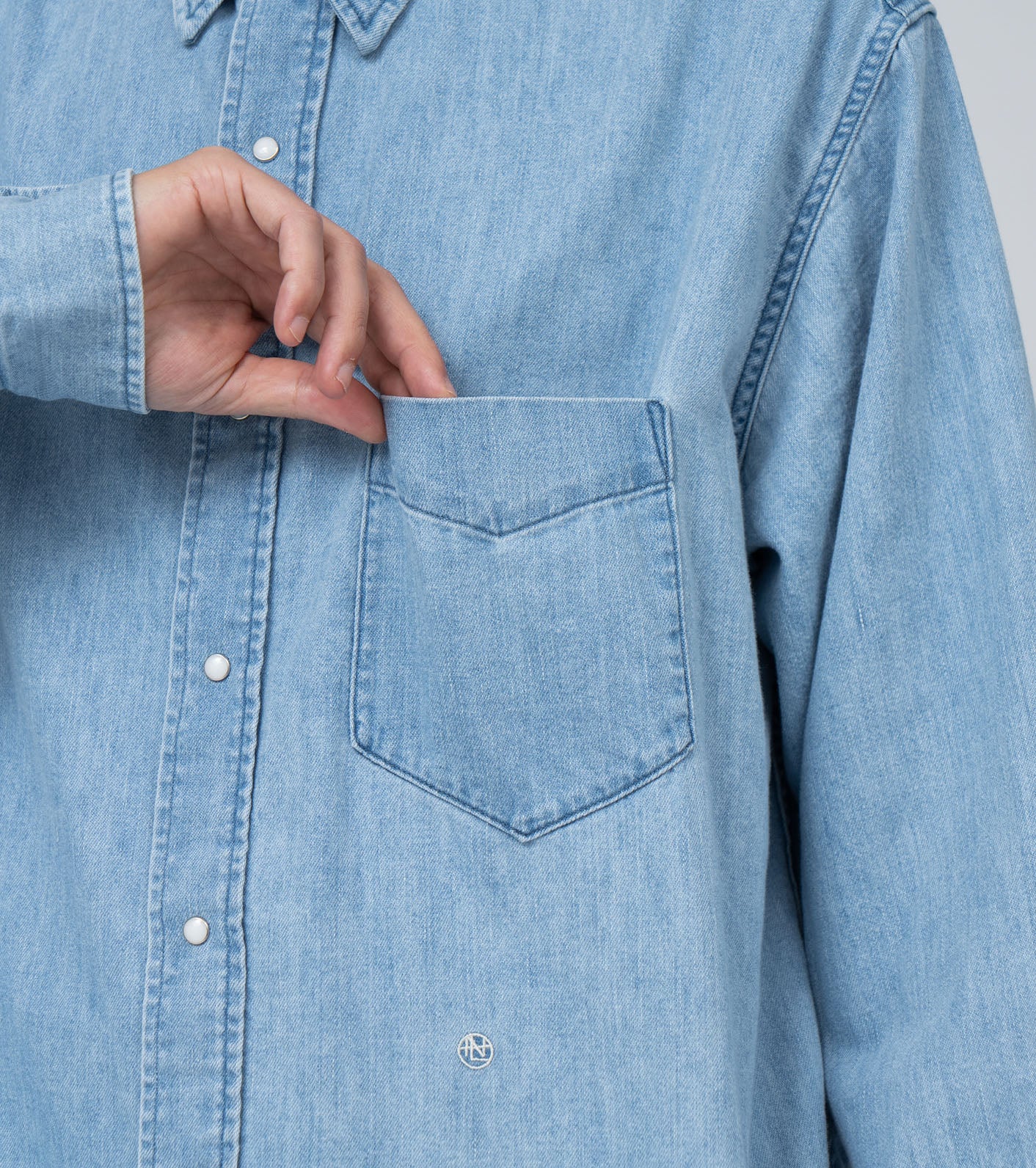 Regular Collar Light Denim Shirt