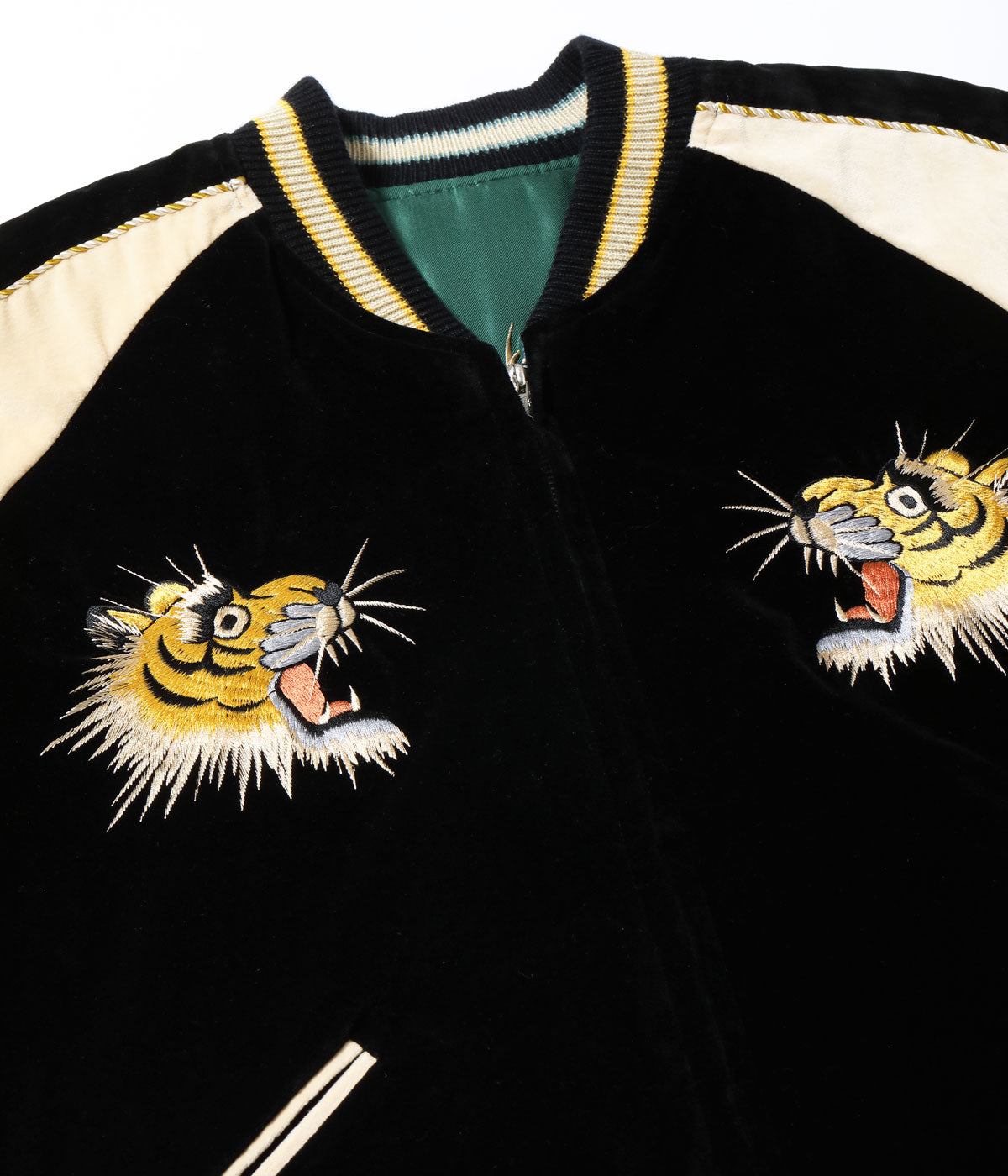 Mid 1950s Style Velveteen (Two-tone) × Acetate Souvenir Jacket “TIGER HEAD” × “GOLD DRAGON” TT15795-119