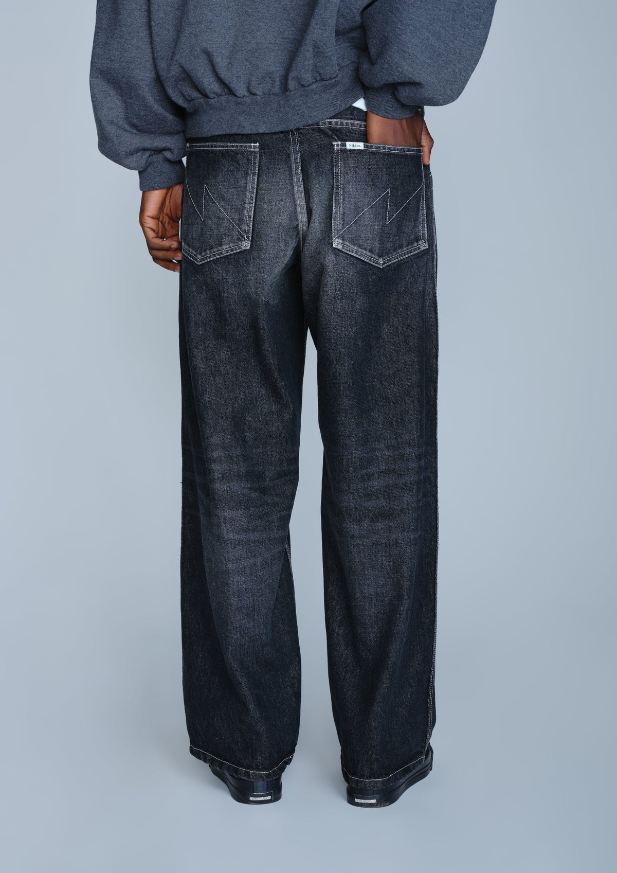 WASHED DENIM UTILITY PANTS