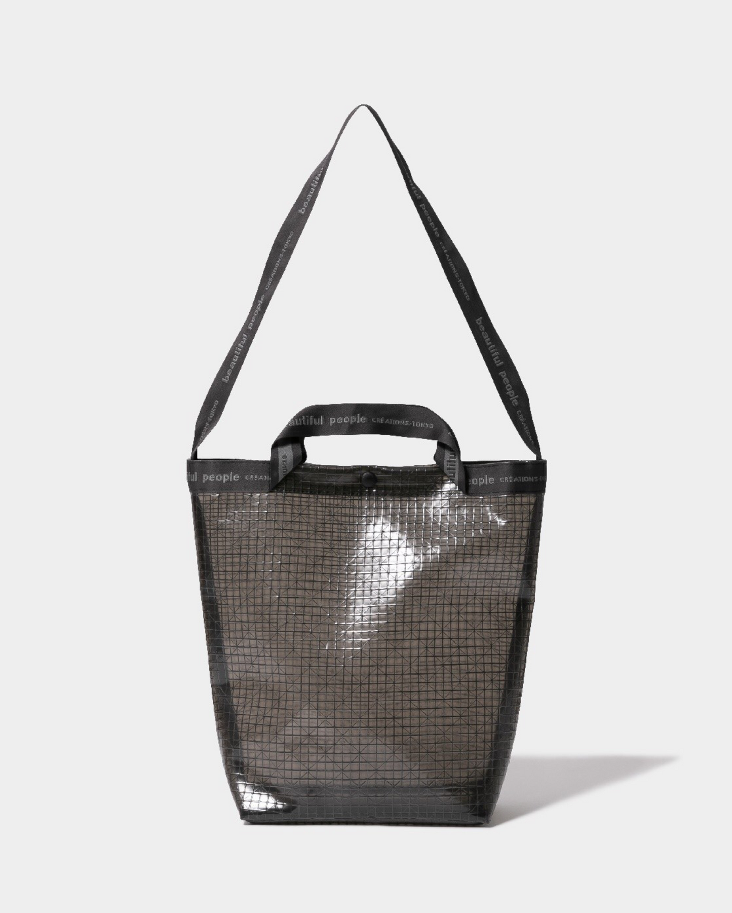 plaid vinyl logo tape shoulder bag