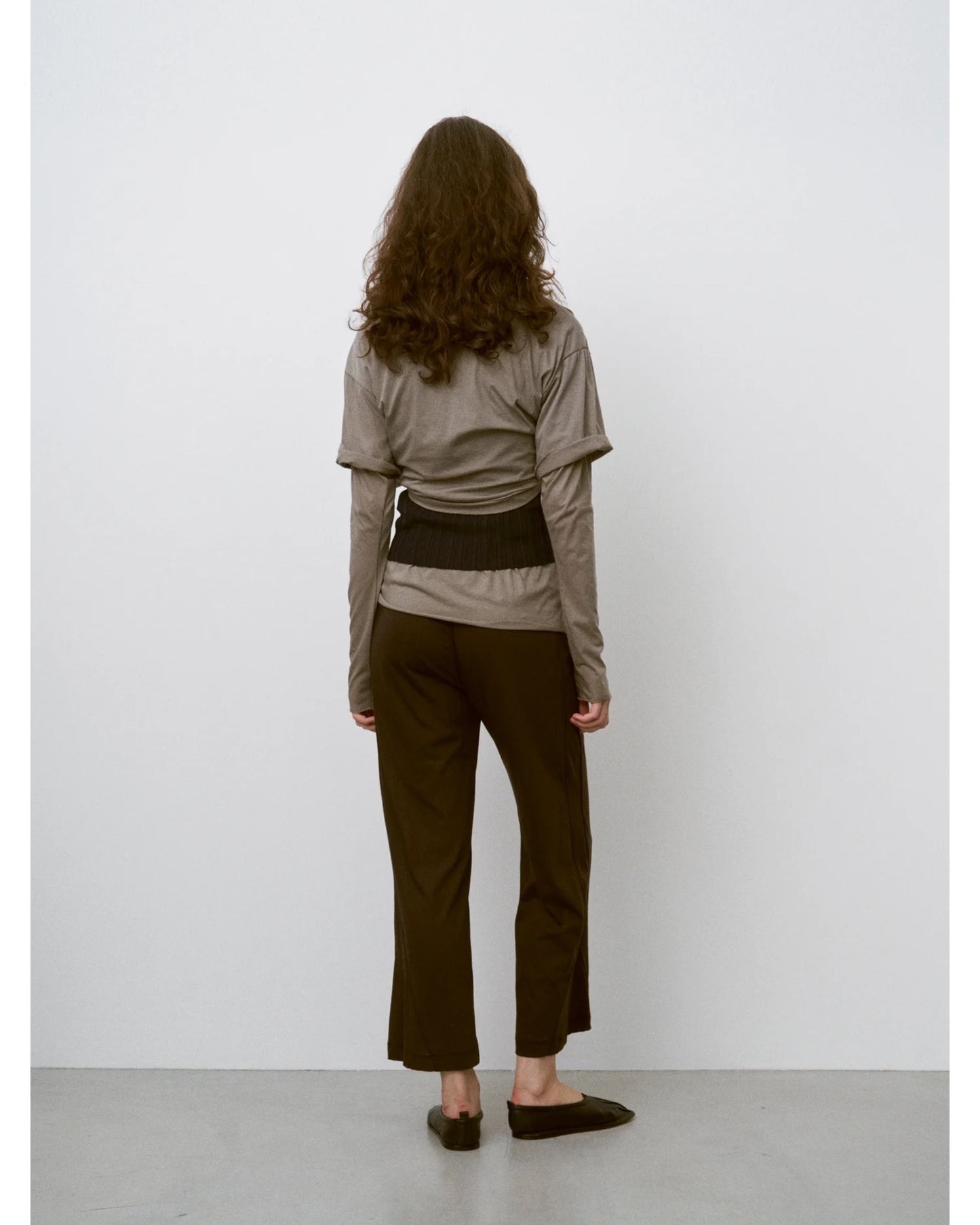 twisted cotton sheer jersey long sleeve Tee