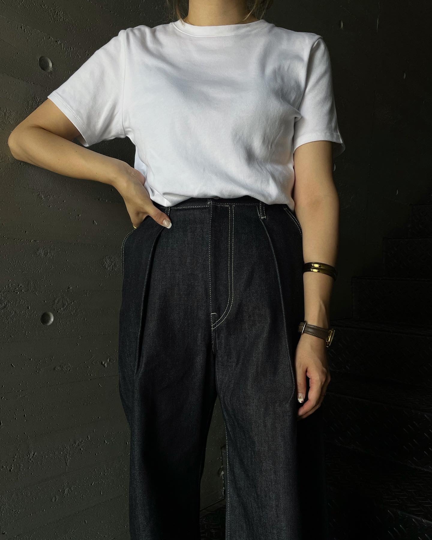 Selvage Denim Two Tuck Wide Pants
