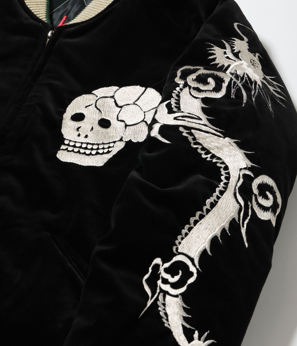 Mid 1950s Style Velveteen Souvenir Jacket “SPIDERWEB, SNAKE & SKULL” × “DRAGON & TIGER” TT15666-119