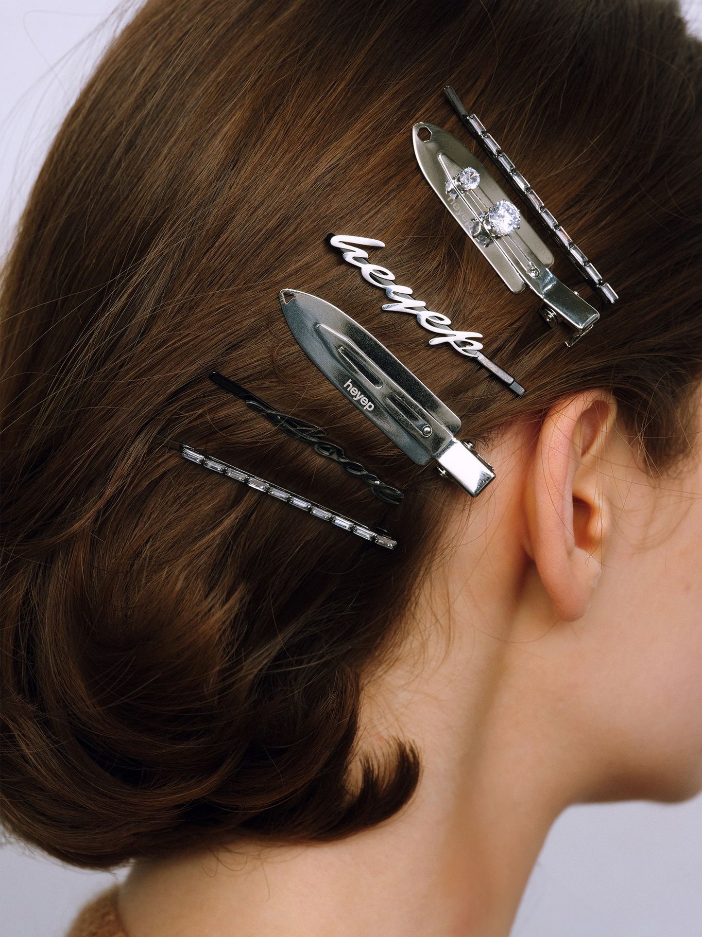 Rhinestone Flat Hair Clip 2 Piece Set