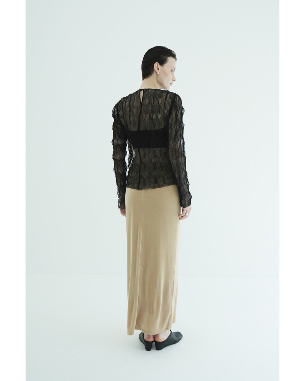 CRINKLED PLEAT SHEER TULLE TOPS