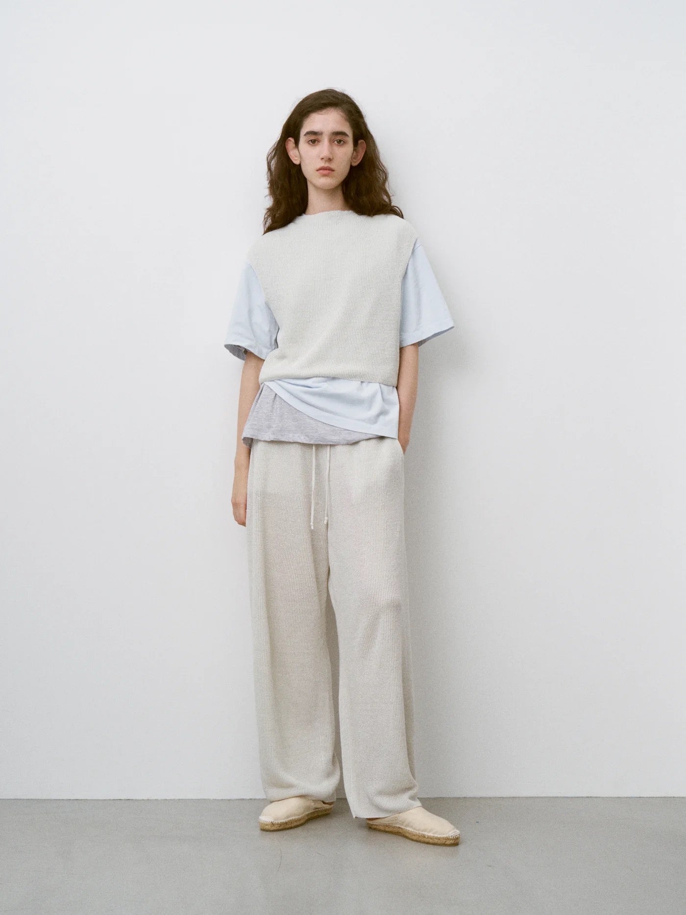french linen ribbed-knit vest