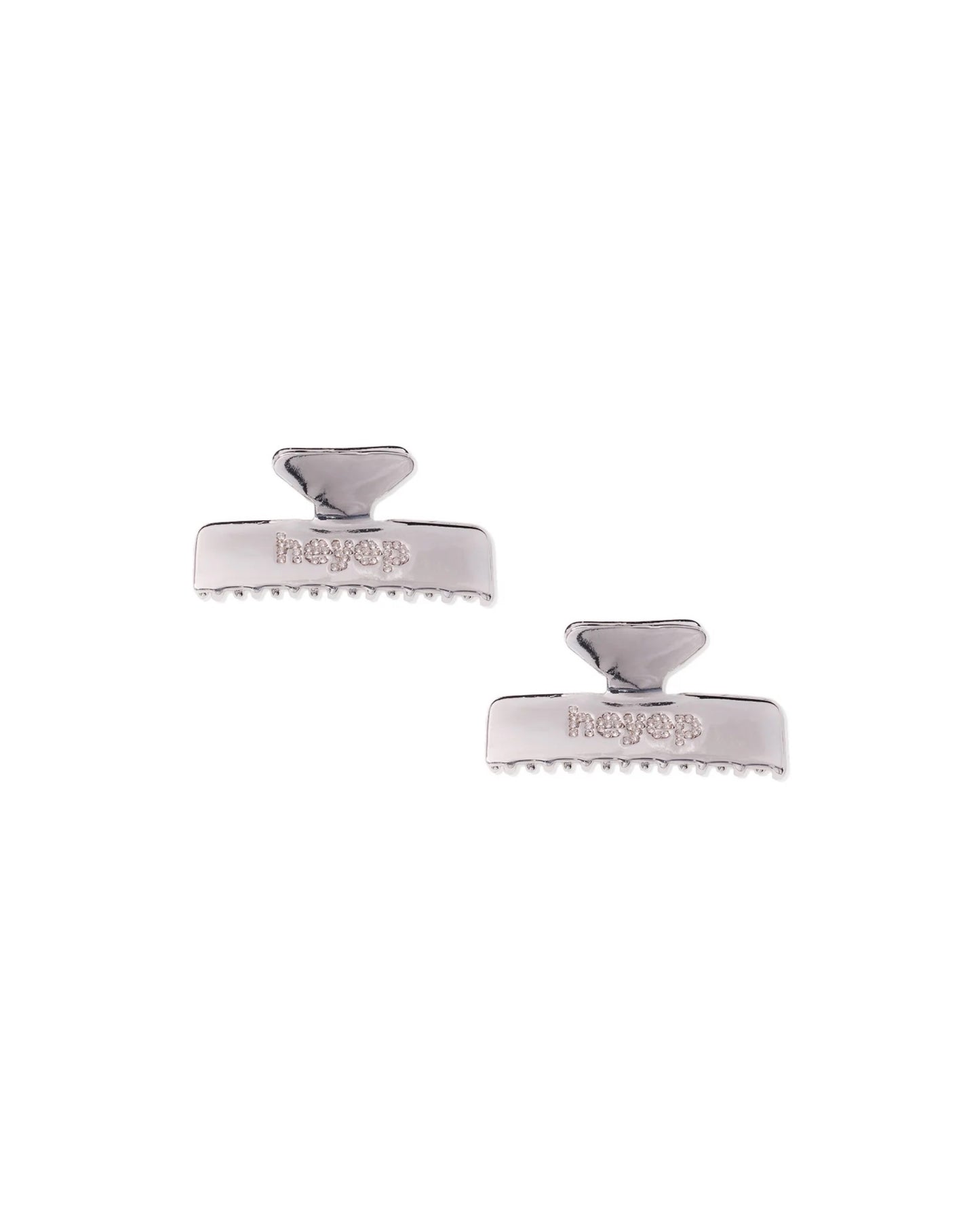 Logo Rhinesrone Square Hair Clip 2 Piece Set